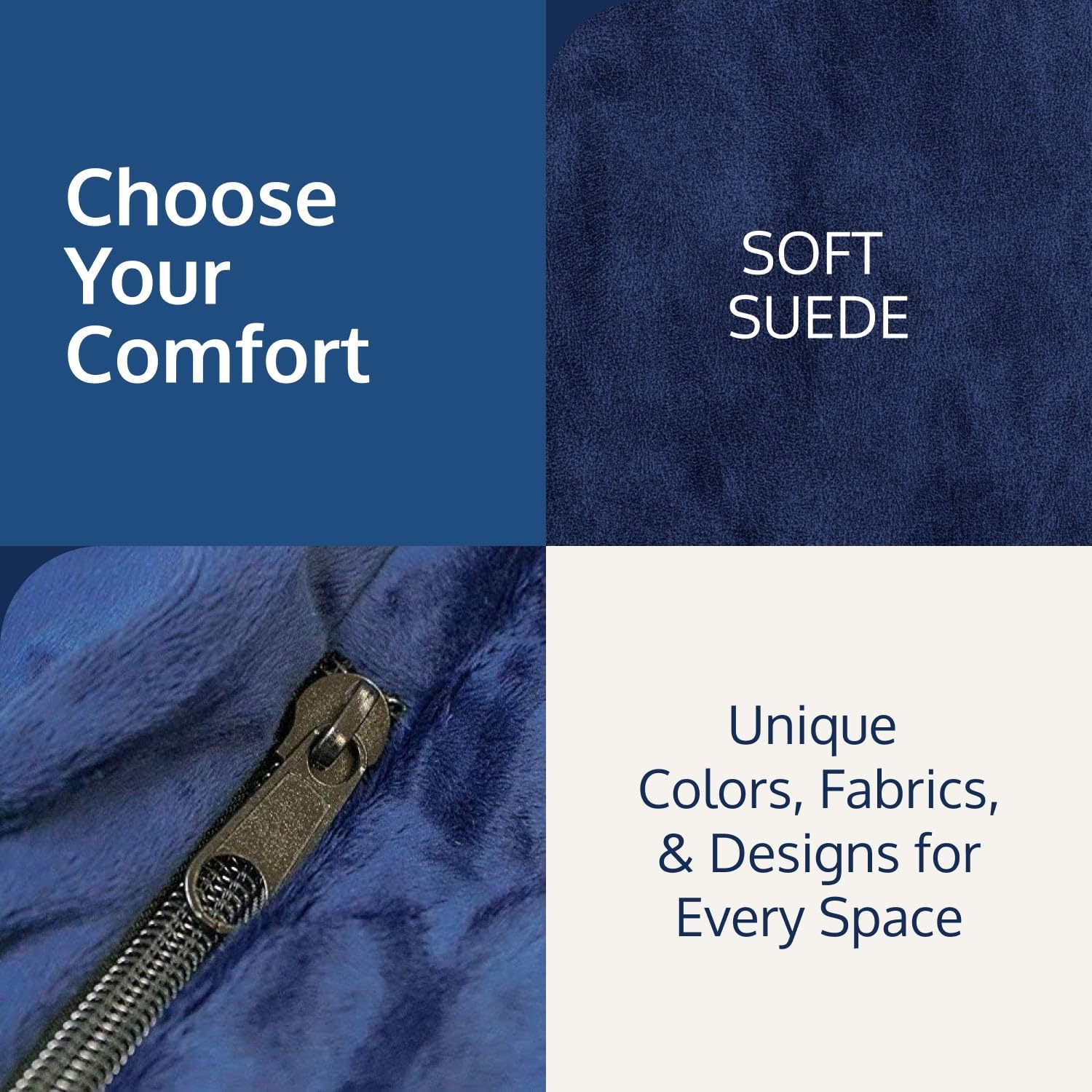 Ultimate Sack 3ft Oversized Bean Bag Chair for Adults - Navy Suede Comfy Lounge Sofa Loveseat | Perfect for Living Room, Bedroom, Game Room & Dorm Relaxation