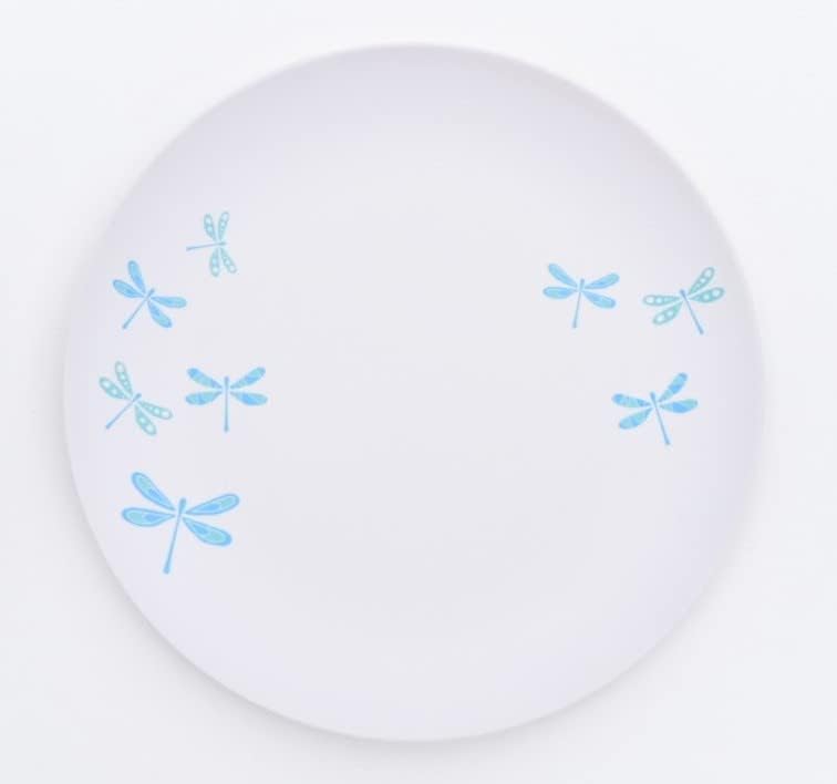 Eco-Friendly Bamboo Dinner Plate Set with Dragonfly Design - 6 Pack 10 Inch Reusable Plates for Indoor & Outdoor Dining, Picnics, Parties & Daily Use