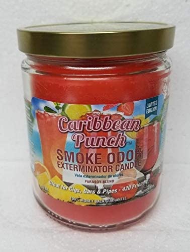 Smoke Odor Eliminator Candle - 13oz Caribbean Punch Scent (3-Pack) | Home Air Freshener for Kitchen, Bathroom & Living Room