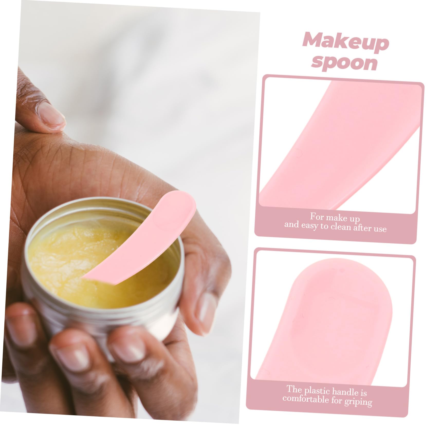 50pcs Mini Makeup Spoons - Cosmetic Scoop Tools for Lipstick, Face Masks & Beauty Samples | Pink Makeup Brush Cleaner & Nude Lip Gloss Applicator | Perfect for Salon, Travel & DIY Skincare Kits