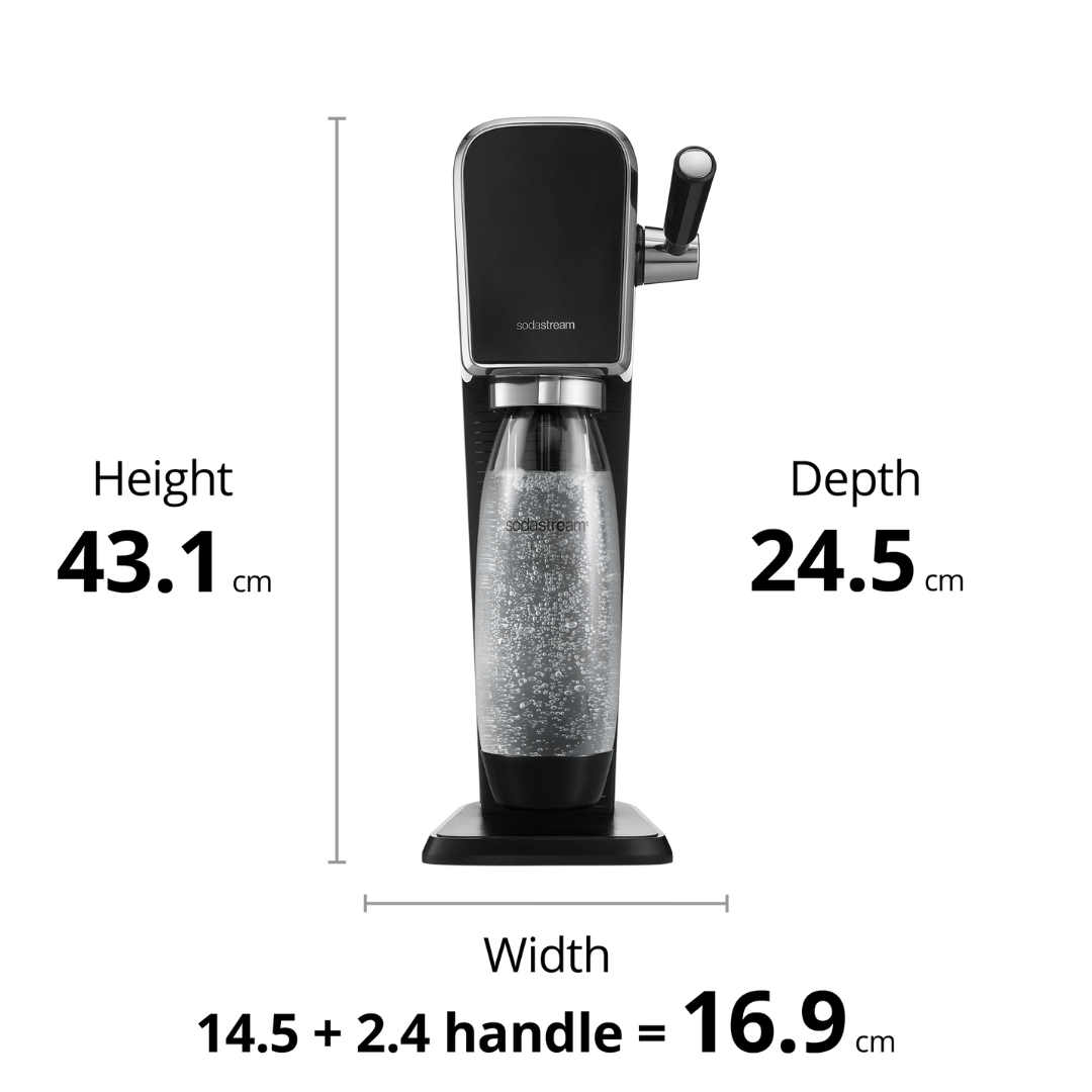 SodaStream Art Black Sparkling Water Maker - Premium Carbonated Drink Machine for Home & Office | Perfect for Parties, Healthy Hydration & Eco-Friendly Beverages