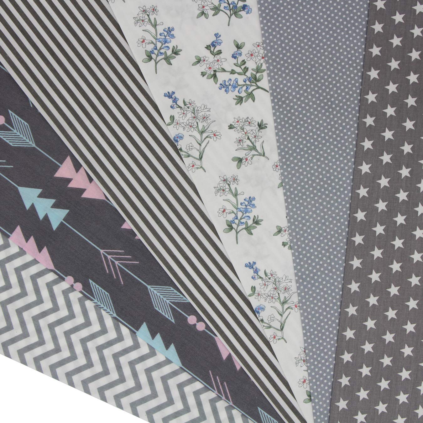 6Pcs 20x20 Inch Cotton Fabric Squares Bundle - Pre-Cut Quilting & Sewing Fabric for DIY Crafts, Patchwork, Scrapbooking - Soft Fat Quarters for Handmade Decorations & Home Sewing Projects (Gray)