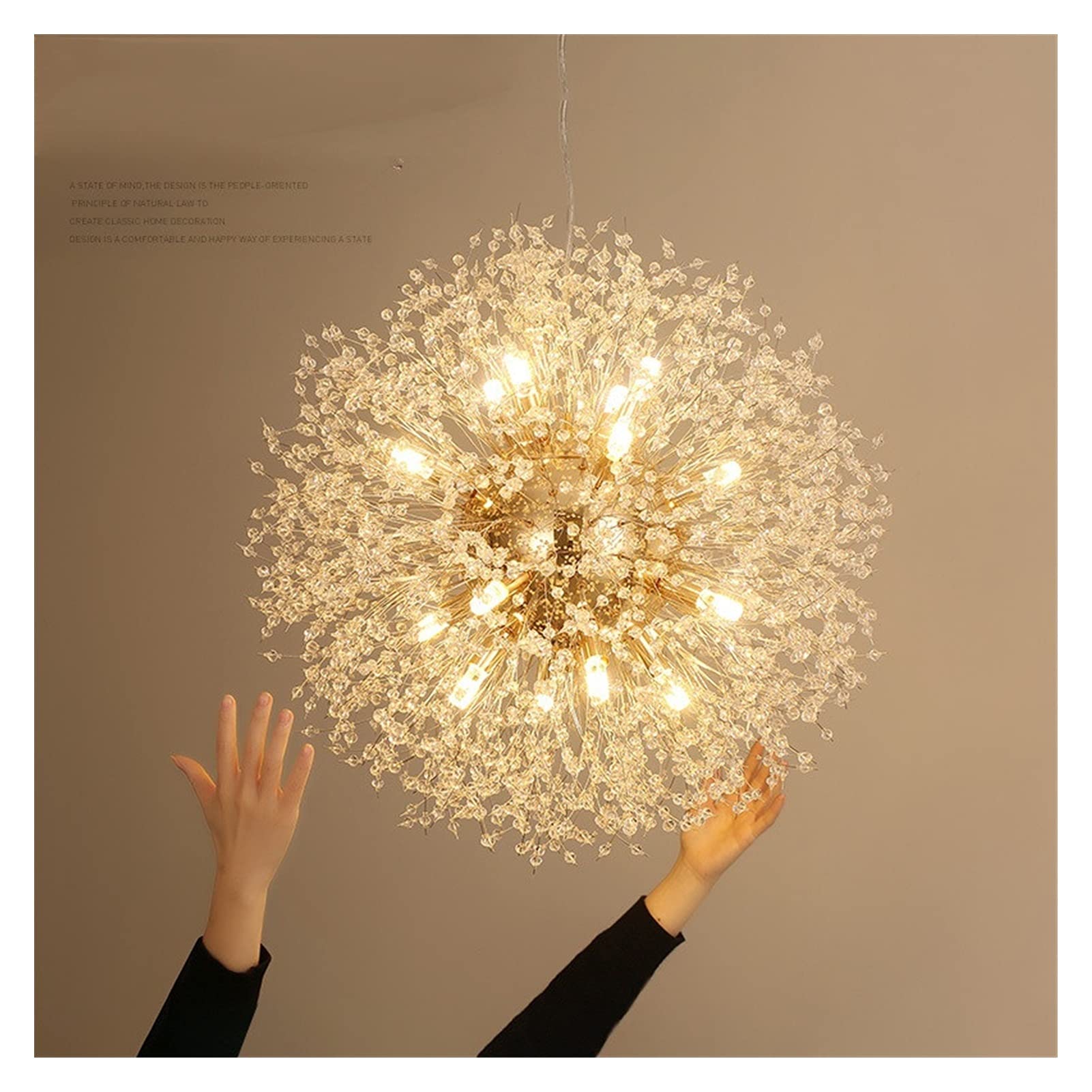Modern LED Chandelier Lighting - Spark Ball Crystal Dandelion Pendant Lamp for Dining Room, Living Room & Bar | Energy-Efficient Dimmable Hanging Light Fixture | Perfect for Home Decor, Wedding Venues & Restaurant Ambiance