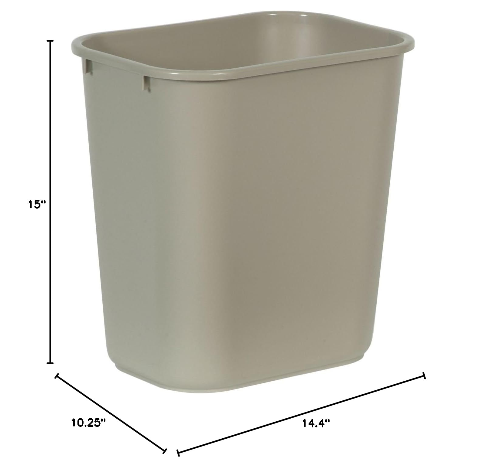 Rubbermaid Commercial Plastic 7-Gallon Trash Can - Heavy Duty Beige Waste Bin for Kitchen, Office, Bathroom (Pack of 2) - Durable & Odor-Resistant Garbage Container for Home & Business Use
