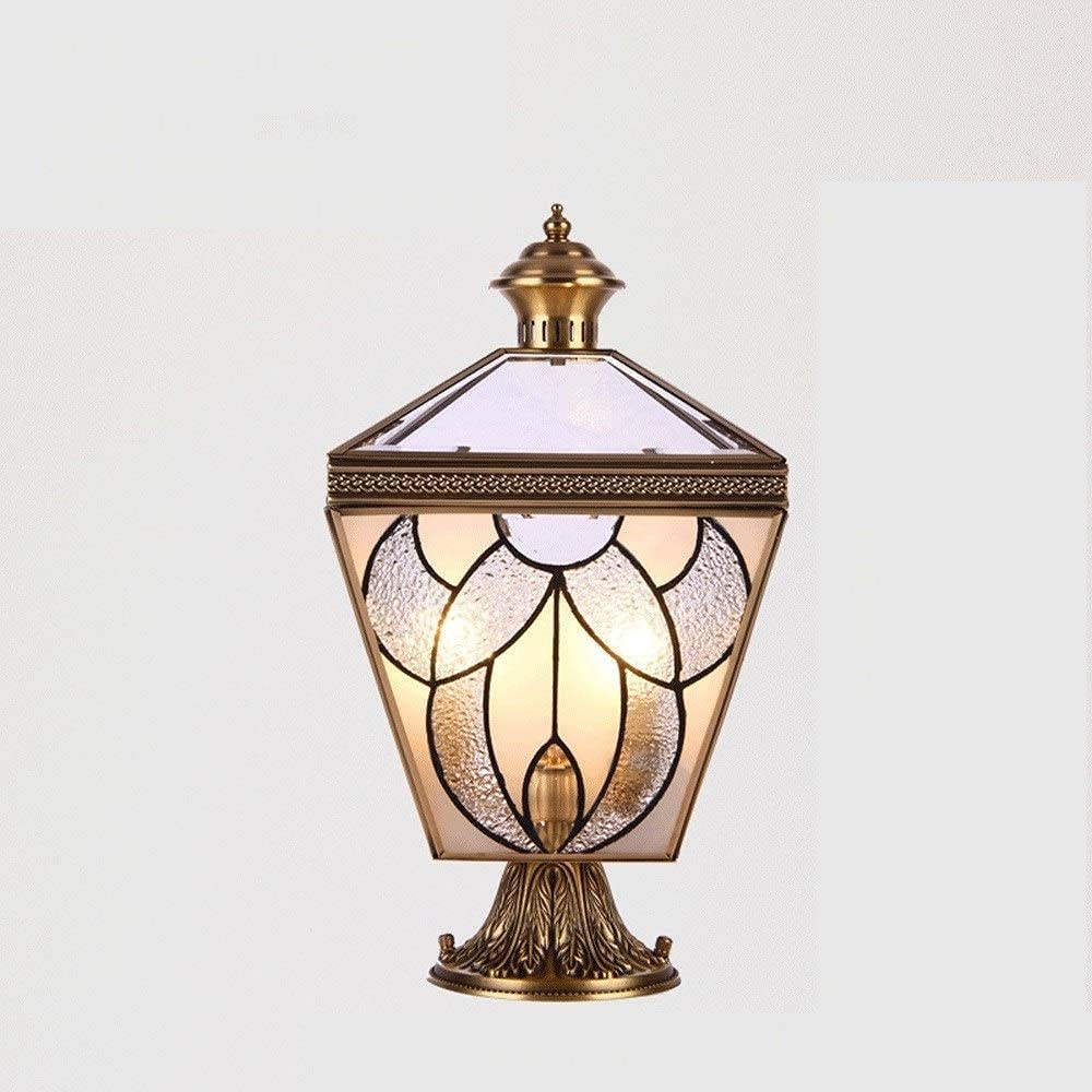 Vintage Copper Glass Outdoor Post Light - Waterproof Rustproof 3-Light European Style Pillar Lamp for Garden, Gate, Patio, Villa, Hotel & Lawn Lighting | Perfect for Fence, Wall & Column Decoration