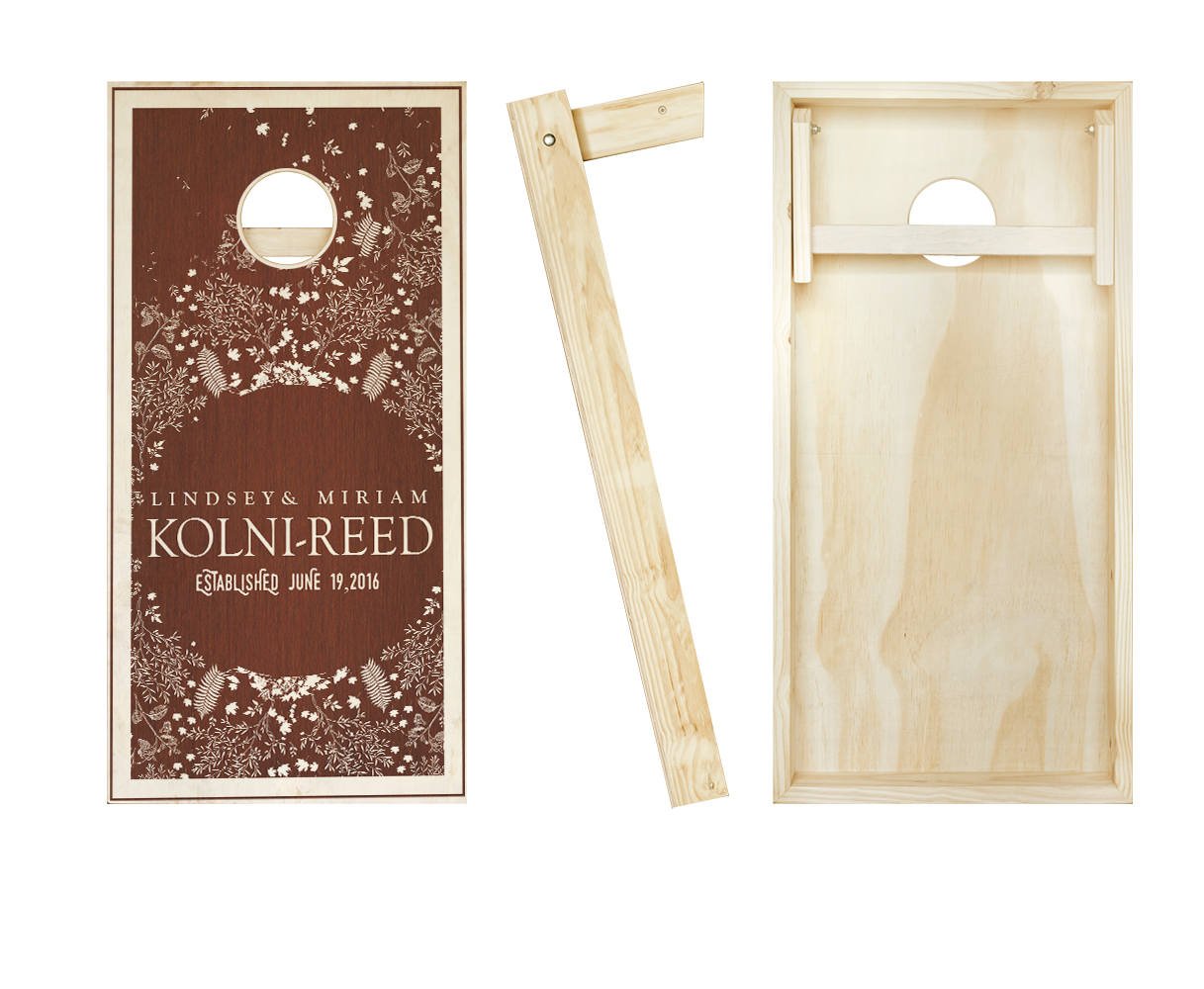 Custom Stained Wedding Cornhole Boards Set - Regulation Size Bean Bag Toss Game with 8 ACA Approved Bags for Outdoor Parties, Tailgating & Backyard Fun