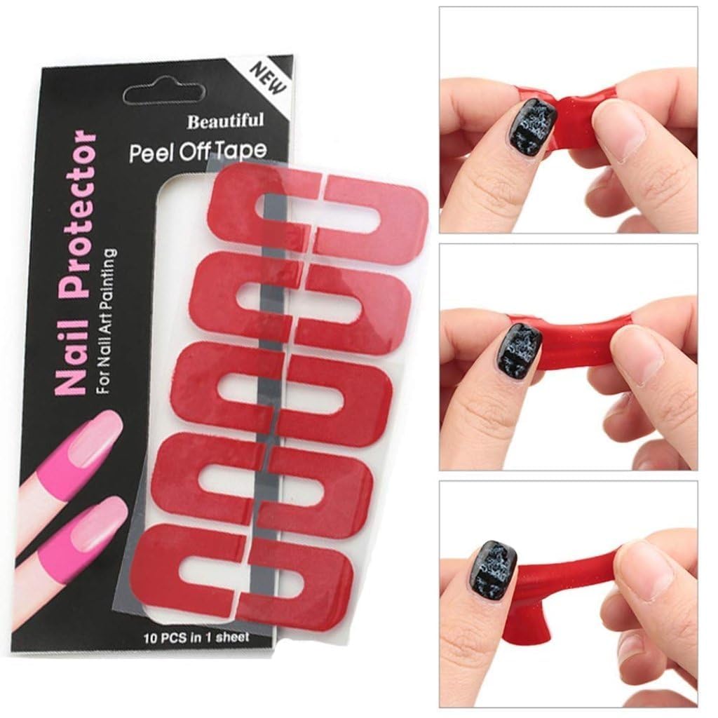 Vichip Nail Polish Protector Tips - 10 Pack Anti-Flooding Plastic Nail Stickers for Perfect Manicure | DIY Nail Art Tools for Home & Salon Use
