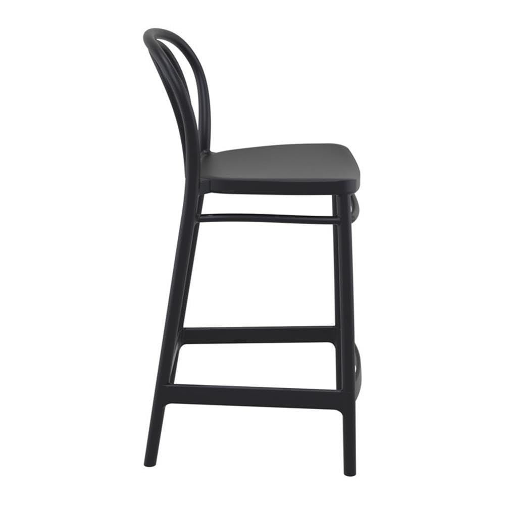Victor Indoor Outdoor Counter Stools - Set of 2 Black Bar Stools for Kitchen Island, Patio, or Breakfast Nook - Durable & Weather Resistant Counter Height Stools