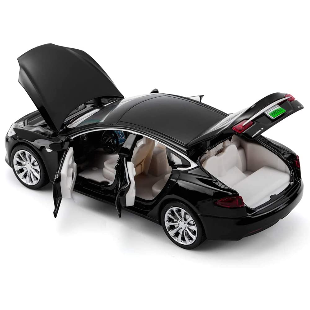 1:32 Scale Diecast Tesla Model S Alloy Toy Car with Pull Back Action, Lights & Sound - Mini Collectible Vehicle for Kids Ages 3+ | Birthday Gift, Christmas Present, STEM Learning Toy for Toddlers