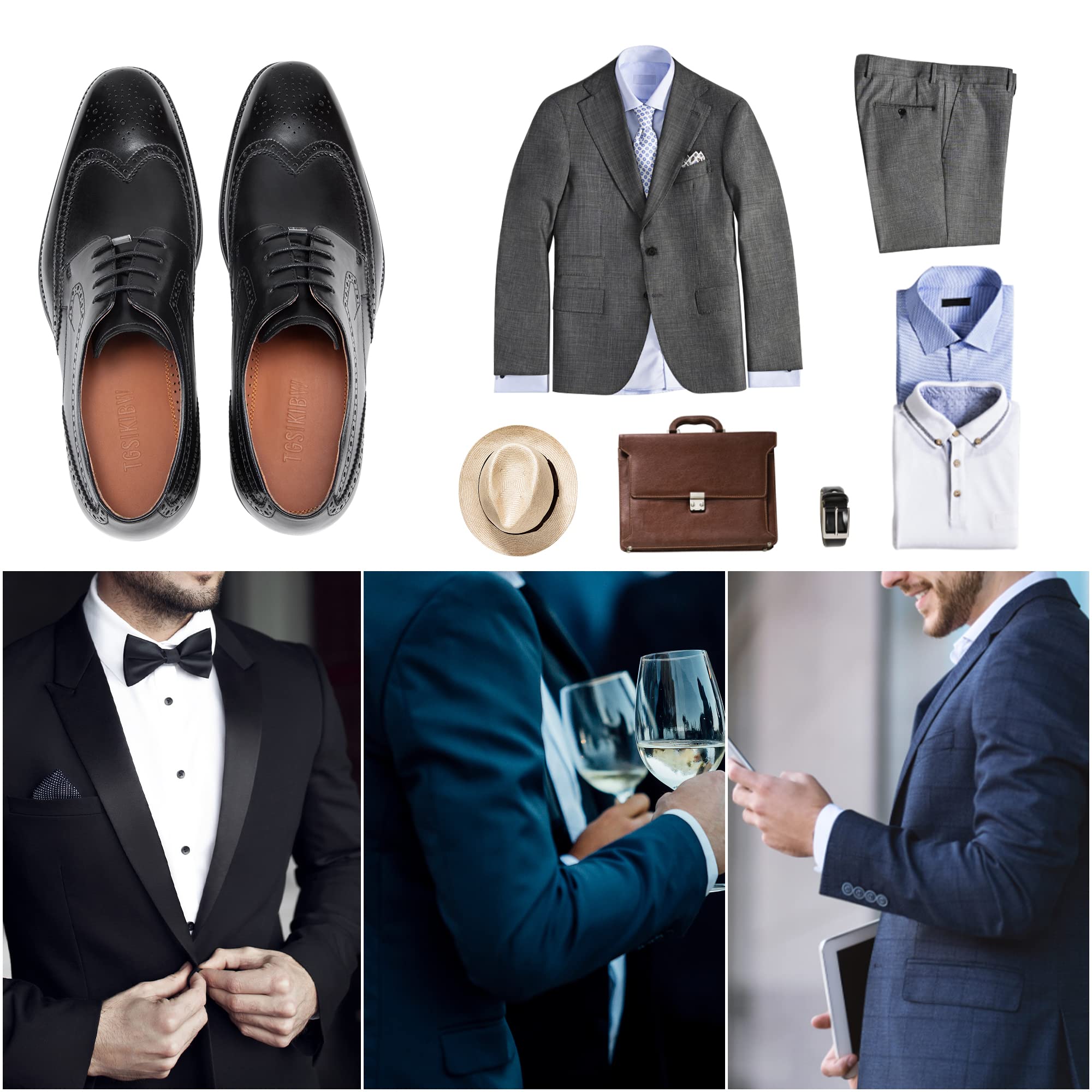 Genuine Leather Men's Dress Shoes - Modern Formal Business Derby Shoes for Office, Wedding & Special Occasions