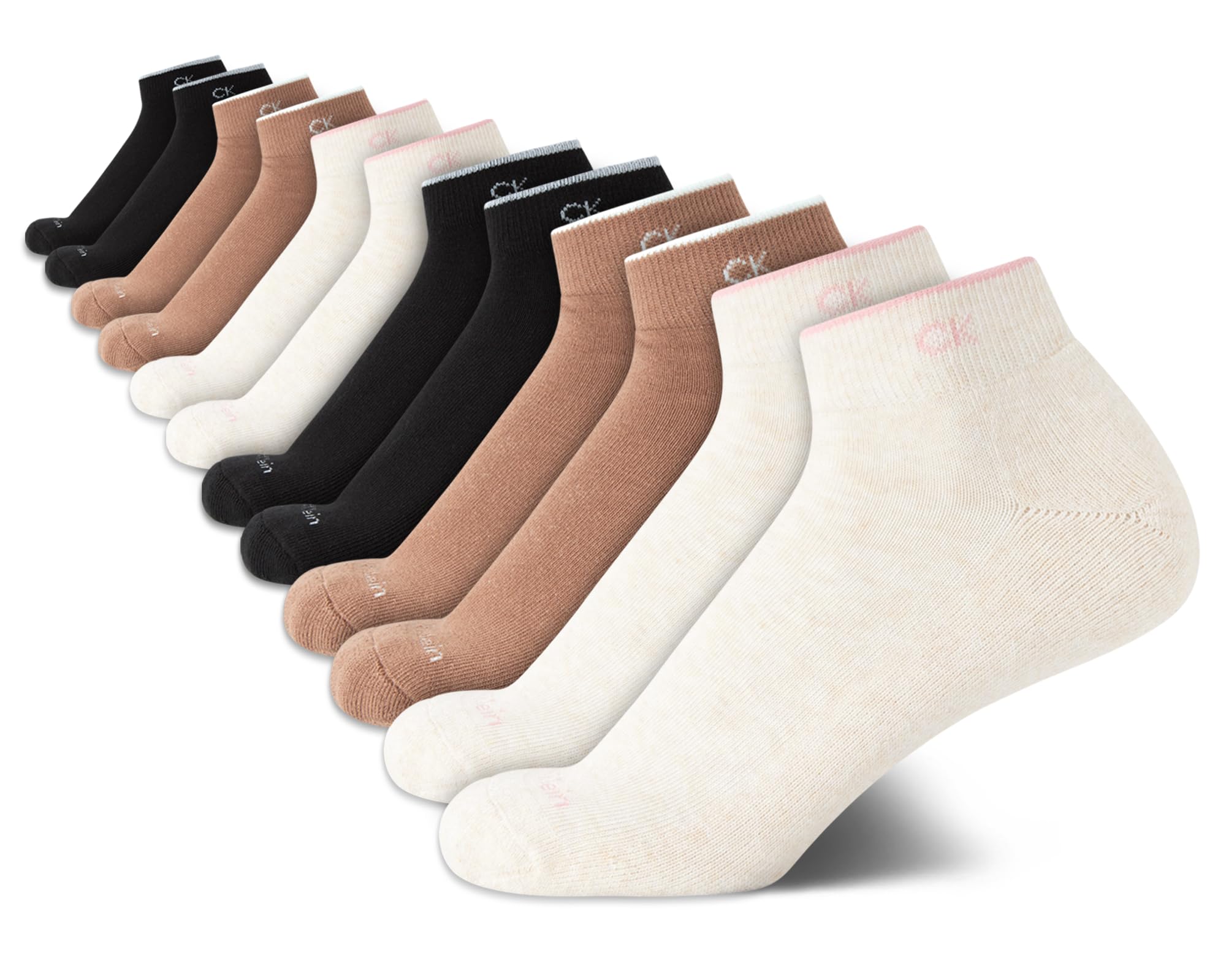 Calvin Klein Women's Quarter Socks - 12 Pack Cushioned Athletic Ankle Socks for Running, Yoga & Workout - Breathable & Comfortable Sports Socks for Women (Size 4-10) - Perfect for Gym, Sports & Daily Wear
