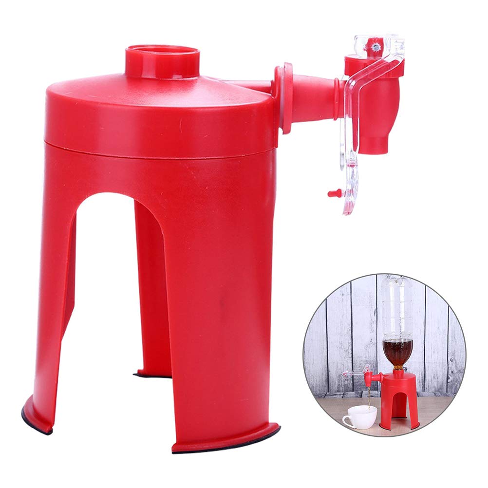 **WSTERAO Hand Press Soda Dispenser - Portable Carbonated Drink Maker for Bottled Beverages, DIY Sparkling Water & Soft Drinks - Kitchen, Bar, Home & Party Use (Red)**