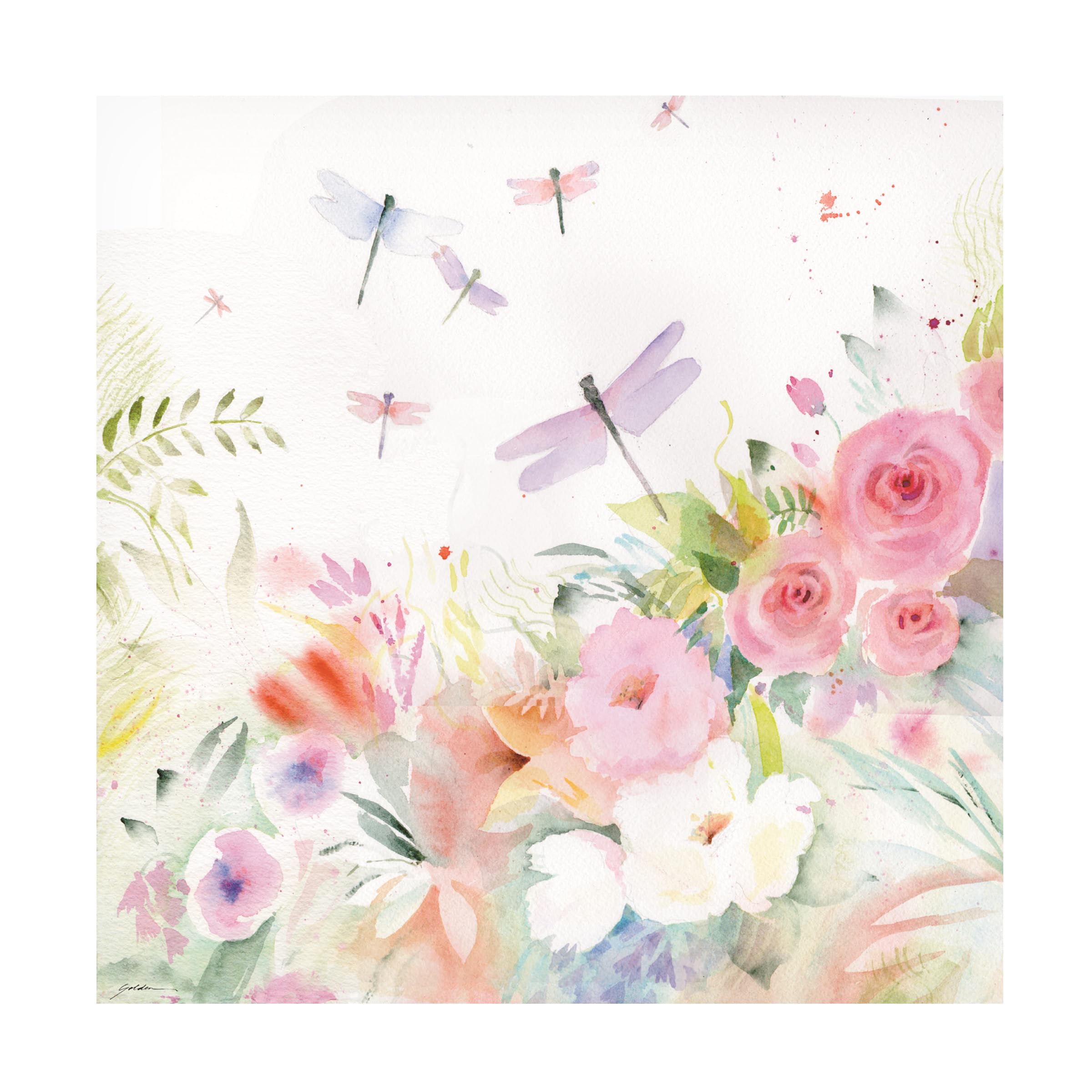 Trademark Fine Art 'Dragonfly Garden Serenade' Canvas Wall Art by Sheila Golden - Nature Inspired Home Decor for Living Room, Bedroom & Office