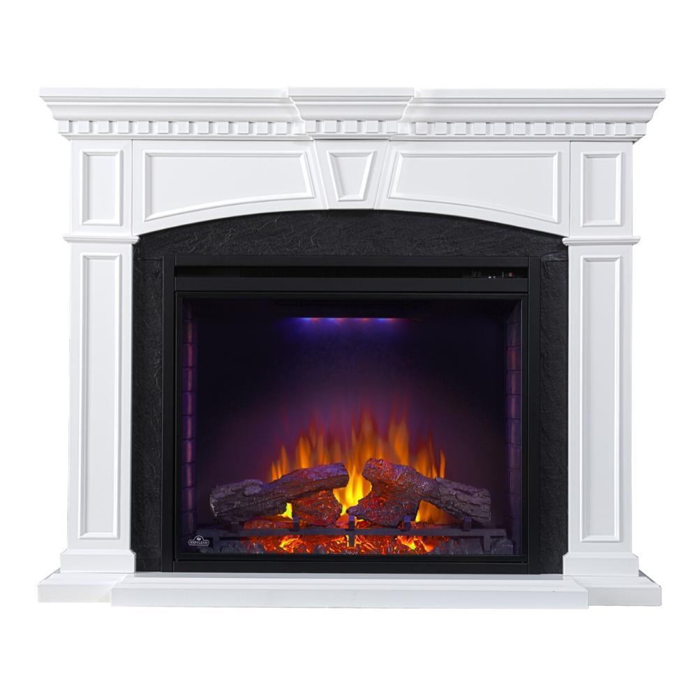 Napoleon The Taylor 33 Inch Electric Fireplace Mantel Package with Remote Control - NEFP33 0214W - Modern Home Heating Solution for Living Room, Bedroom & Office Decor