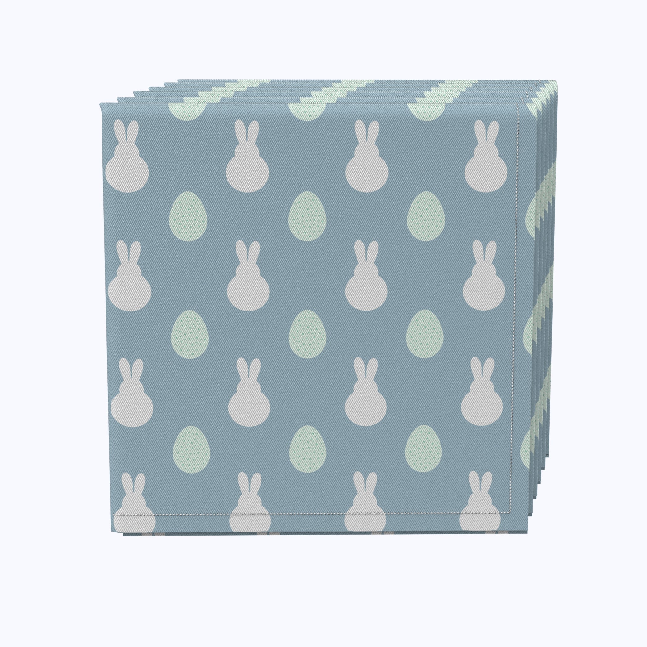Easter Bunny & Egg Patterned Blue Napkins - 20 Pack Disposable Paper Napkins for Easter Party, Spring Decorations & Holiday Table Settings