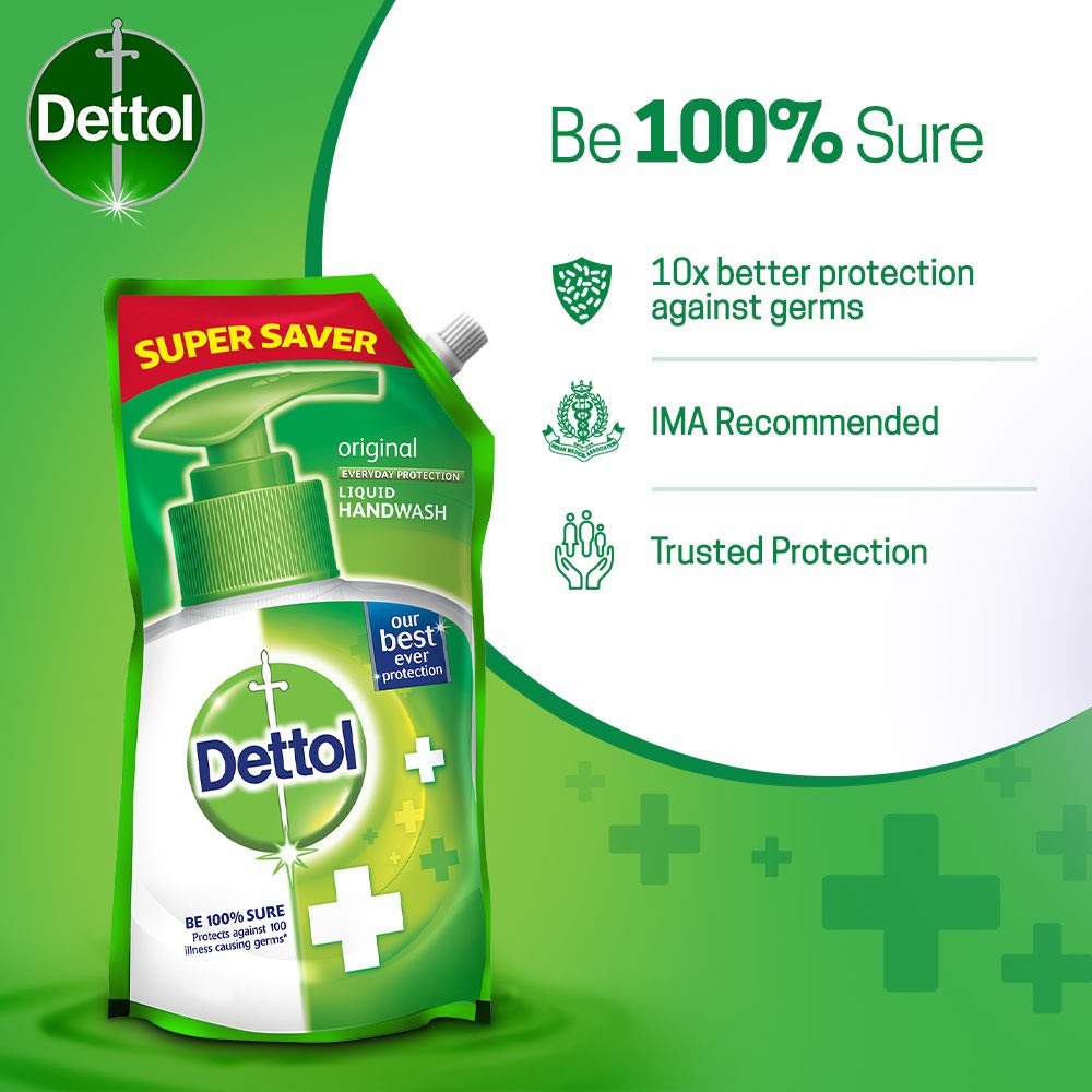 Dettol Original Antibacterial Handwash Liquid Soap Refill 750ml | Kills 99.9% Germs | 10X Better Protection | For Kitchen, Bathroom & Home Hygiene