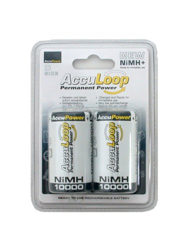 NiMH D Size AL10000-2 Rechargeable Batteries (2 Pack) - Precharged & Long-Lasting for Flashlights, Toys, and Emergency Power Supplies