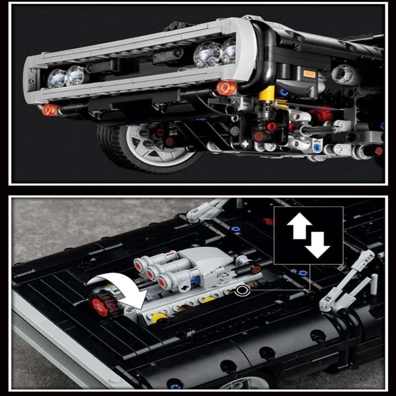 Fast & Furious 1970 Dodge Charger Building Blocks Set - 1168pcs Model Car Kit (43211/42111) for Adults & Teens - Perfect for Movie Fans, Car Enthusiasts & Collectors