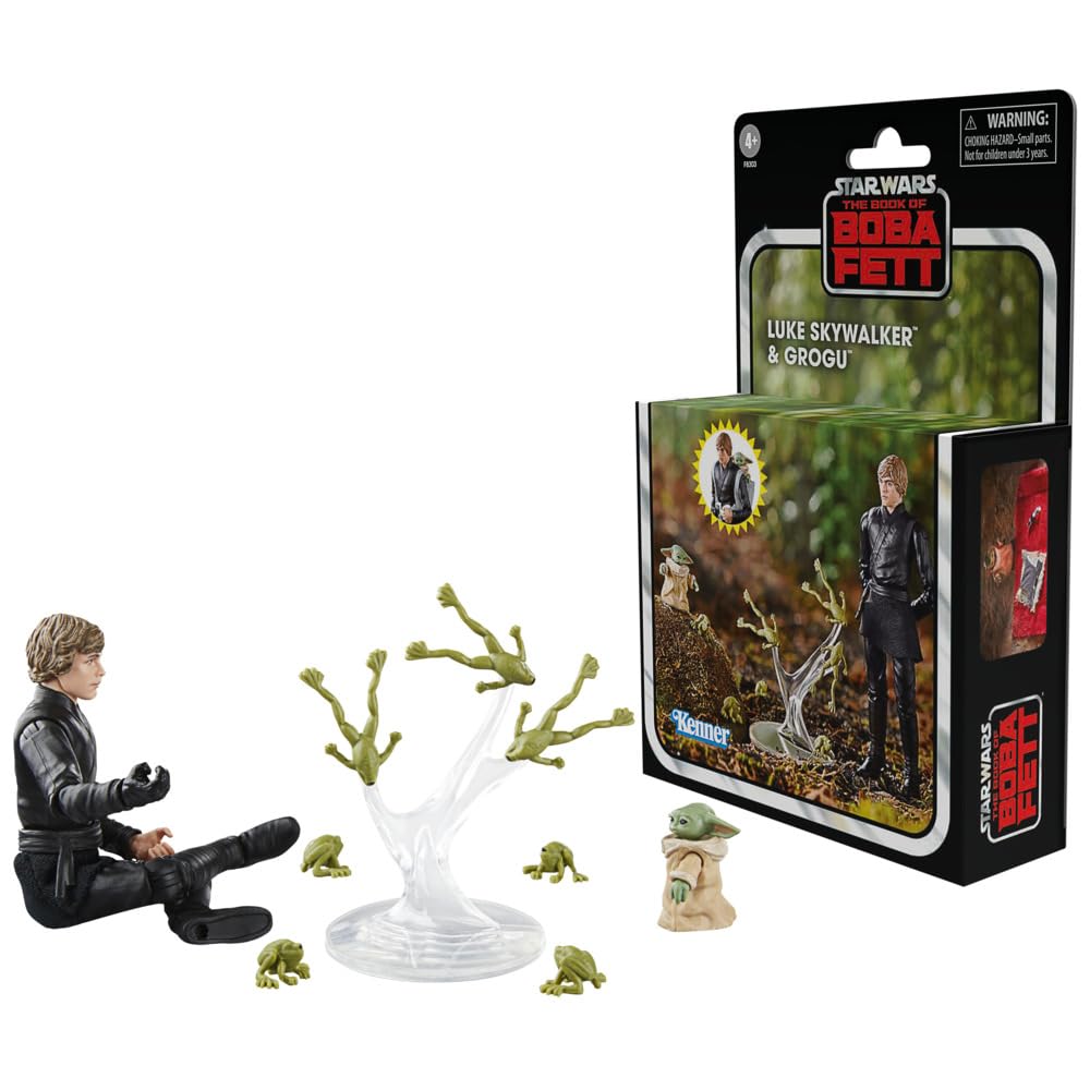 Star Wars The Book of Boba Fett Vintage Collection Luke Skywalker & Grogu Action Figures 10cm - Collectible Toys for Fans, Display & Play - Perfect for Movie Nights, Birthday Gifts & Star Wars Collections