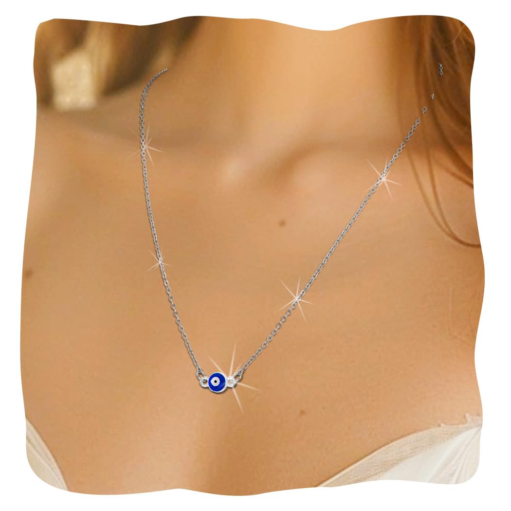 Boho Choker Necklace for Women - Evil Eye Protection Jewelry with Chain, Short Minimalist Necklace for Everyday Wear, Gift for Her | Perfect for Layering, Casual Outfits & Festival Fashion