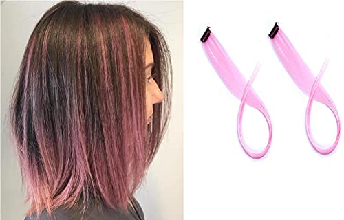 Pelo Colored Hair Extension Strips for Kids, Girls & Women - Baby Pink | Clip-in Hair Extensions for Parties, Cosplay & Daily Styling