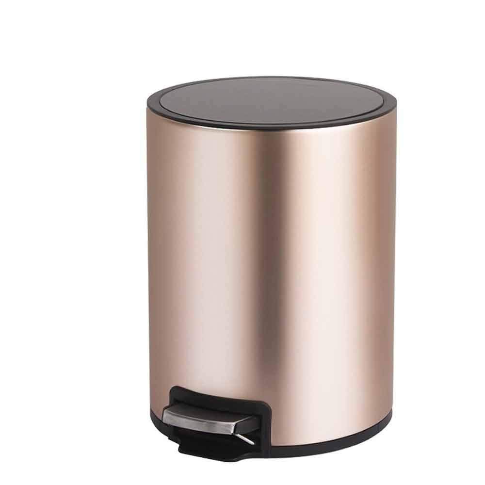 Stainless Steel Step Trash Can with Soft Close Lid & Removable Inner Bucket - 13 Gallon Round Bathroom Garbage Bin, Anti-Fingerprint Matte Gold Finish for Kitchen, Office & Home Use