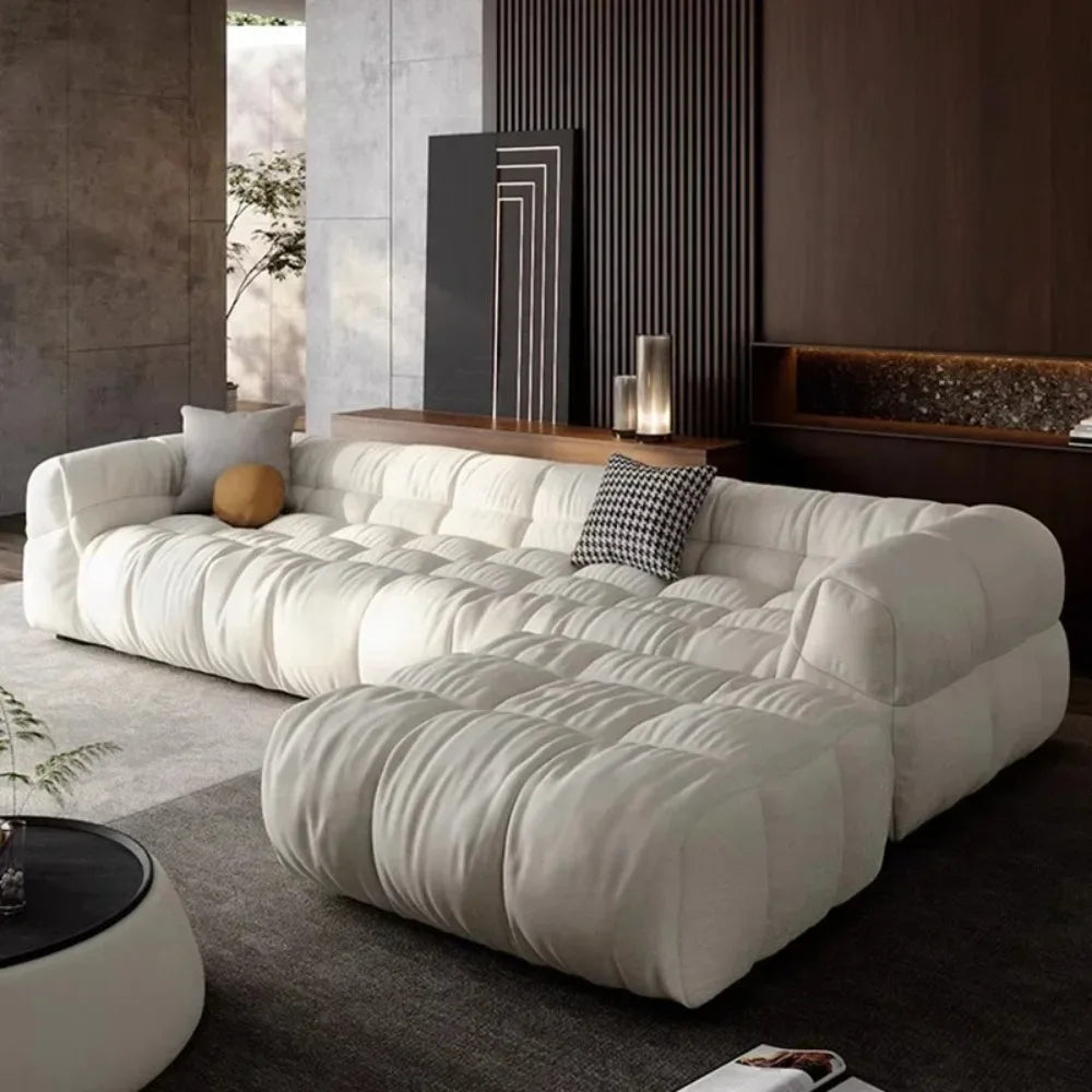 Luxury Sectional Puff Sofa Set for Living Room - Comfortable & Durable Modern L-Shaped Couch with Soft Fabric - Perfect for Family Gatherings, Movie Nights and Small Space Apartments