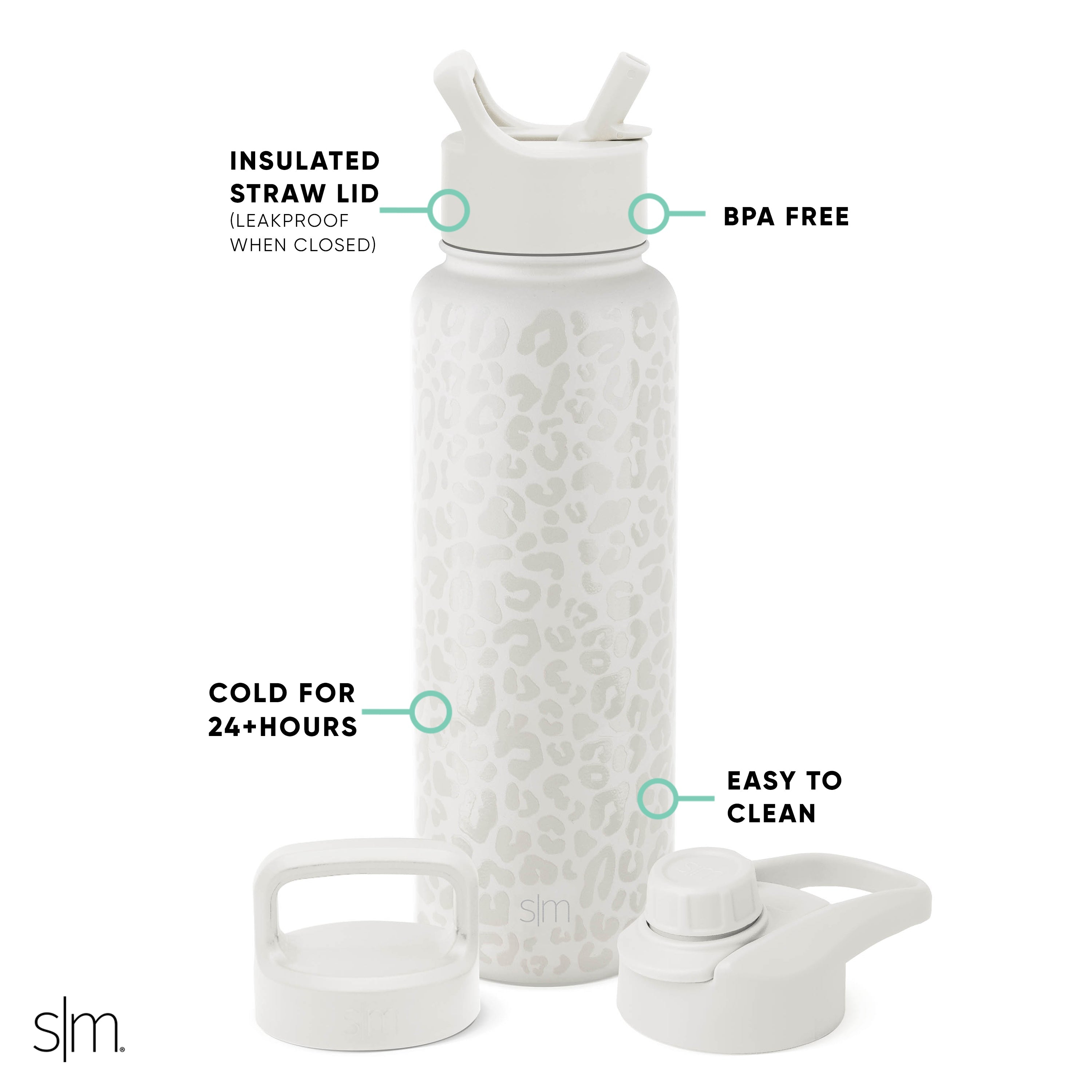 Summit Water Bottle with Straw Lid, Chug Lid & Handle Lid - 32oz Leakproof Stainless Steel Insulated Bottle for Gym, Hiking & Everyday Hydration