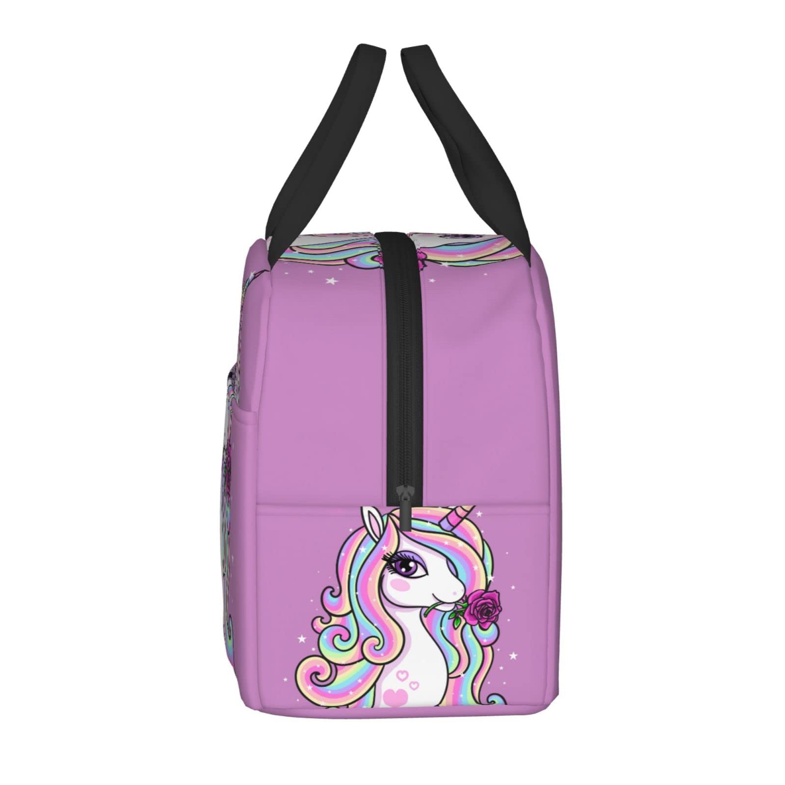 **Pink Rose Rainbow Unicorn Insulated Lunch Box - Reusable Thermal Meal Bag for Kids, Adults, School, Work, Travel & Picnic - BPA-Free Food Container for Boys, Girls, Men & Women**    *(Perfect for Packing Healthy Lunches, Snacks, or Keeping Meals Fresh On-the-Go!)*
