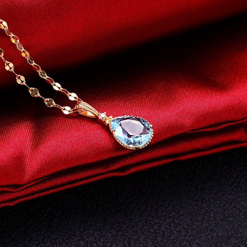 Natural Topaz Citrine Teardrop Pendant Necklace - 925 Sterling Silver Jewelry Gift for Women | Perfect for Birthday, Anniversary & Everyday Elegance