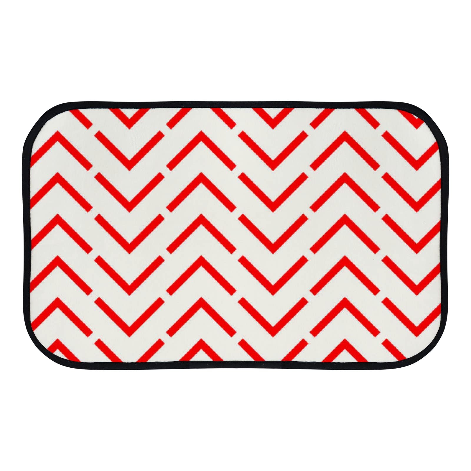 Soft Foam Area Rugs - Red Chevron Pattern Arrow Design, Washable Non-Slip Kitchen & Bath Mat - Indoor/Outdoor Home Decor (36x24 Inches) for Living Room, Bedroom, Dorm, Office, and Patio Use