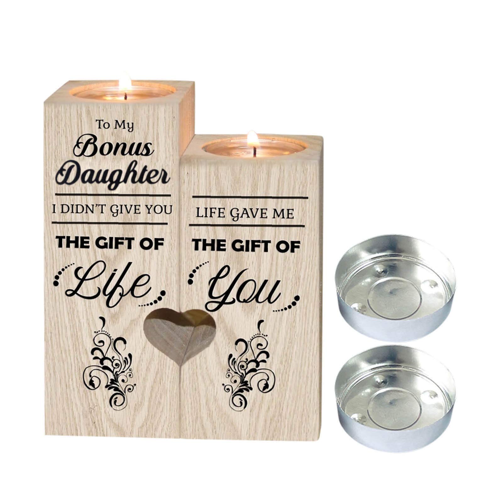 Wooden Couple Candlestick Holder Set - Heart-Shaped Candle Pillars for Romantic Gifts, Home Decor & Wedding Centerpieces - Includes Scented Candles for Cozy Ambiance