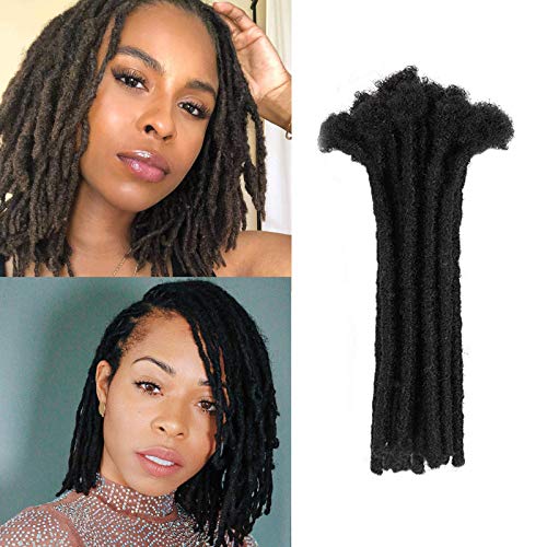 WacanDan 100% Human Hair Dreadlock Extensions for Men & Women - 0.6cm Width, Handmade, 6 Inch, 60 Strands, Permanent Locs Extensions - Bleach & Color Safe - Perfect for Daily Wear, Parties & Protective Hairstyles