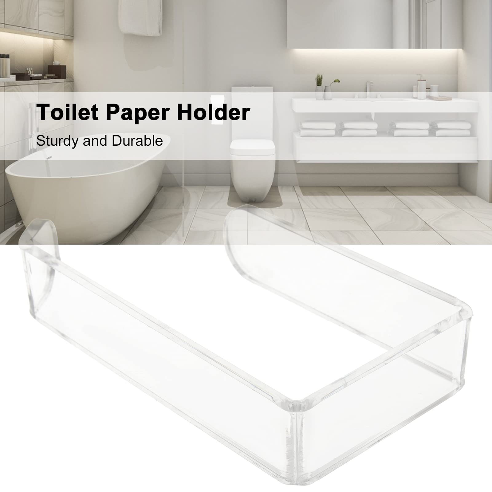 Garosa Acrylic Wall Mounted Toilet Paper & Hand Towel Holder - No Drill Bathroom & Kitchen Tissue Roll Organizer - Easy Installation Clear Napkin Dispenser for Modern Homes & Apartments