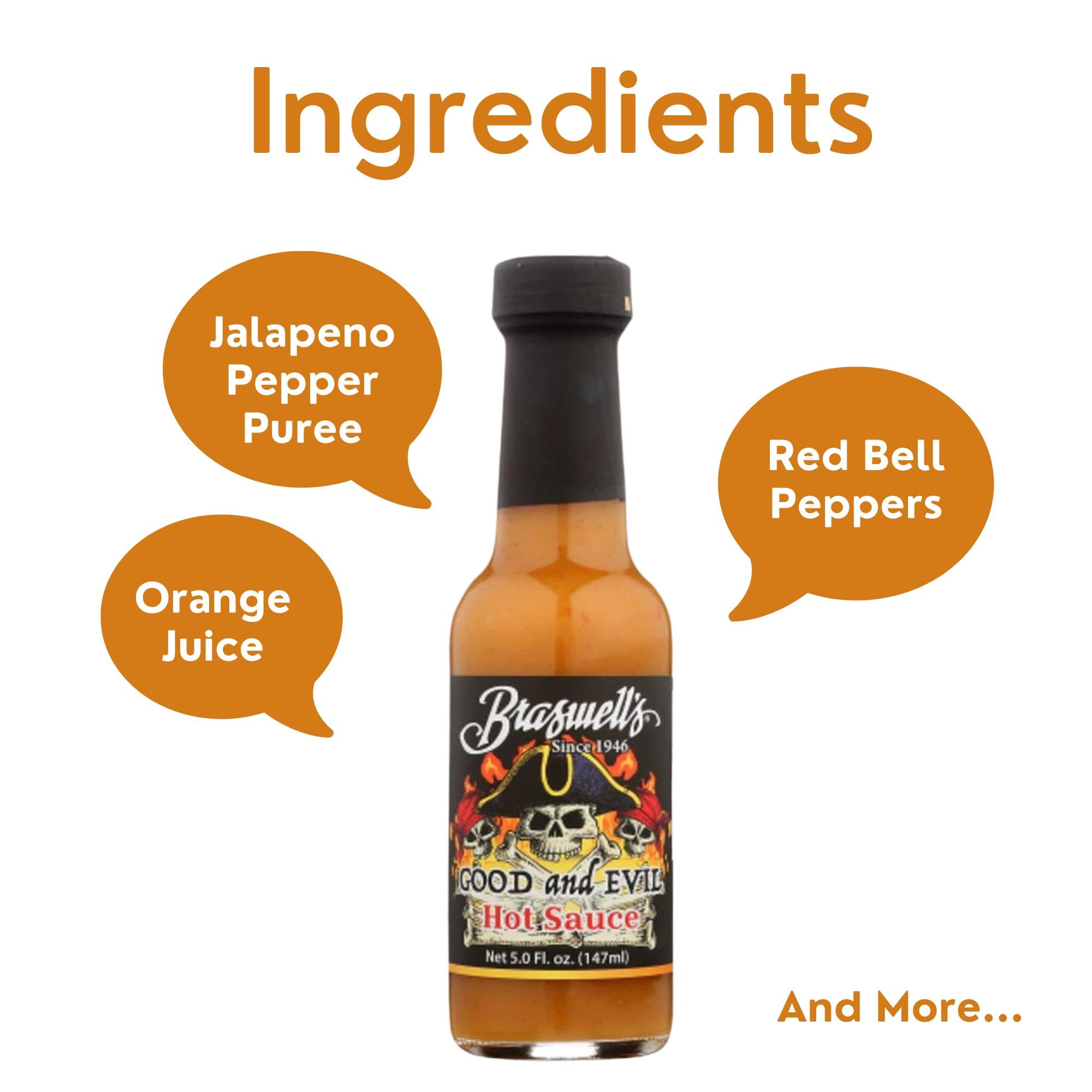 Braswells Good and Evil Hot Sauce - 5oz Bottle | Spicy Gourmet Pepper Sauce for Tacos, Wings & BBQ | Pack of 1