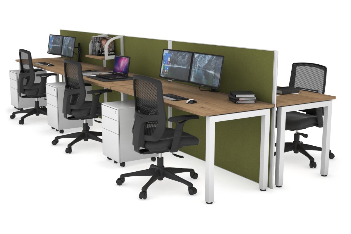 Horizon Quadro 6p Bench Square Legs Office Workstation - 1400L x 700W Dimensions - Perfect for Modern Office, Conference Room, and Collaborative Workspace Setup