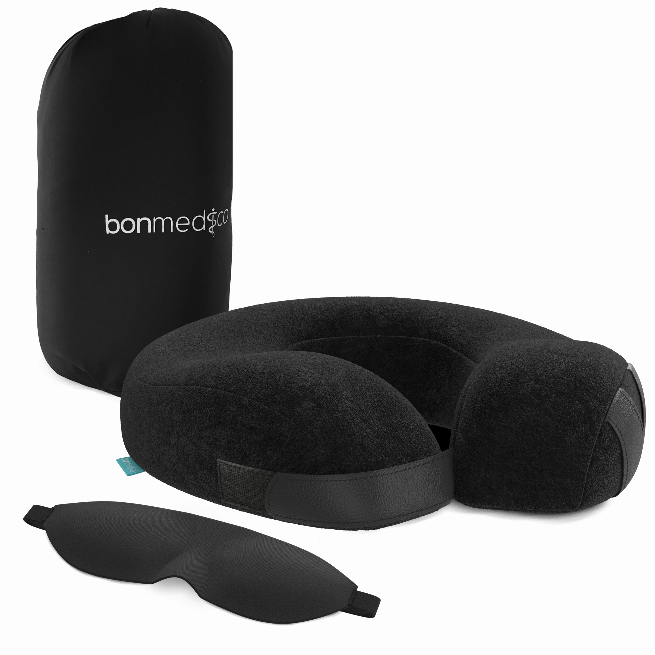 Bonmedico Ergonomic Neck Pillow - Memory Foam Travel Pillow for Airplane, Car & Office - Cervical Support Cushion for Neck Pain Relief - Perfect for Long Flights, Road Trips & Work Breaks