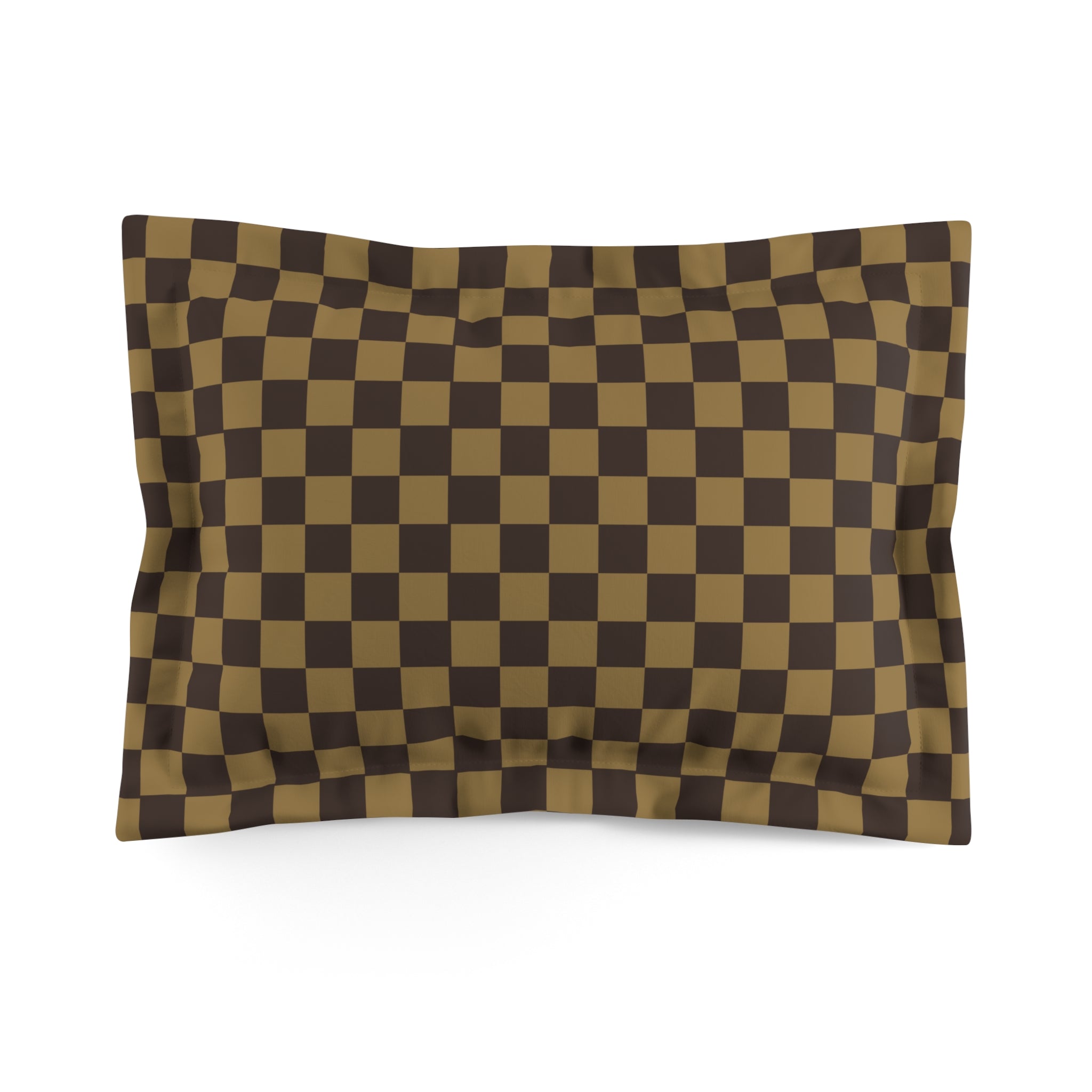 Checkered Brown Beige Pillow Cover - Soft Microfiber Pillow Sham for Bedroom Decor - Perfect for Home, Hotel & Airbnb Styling