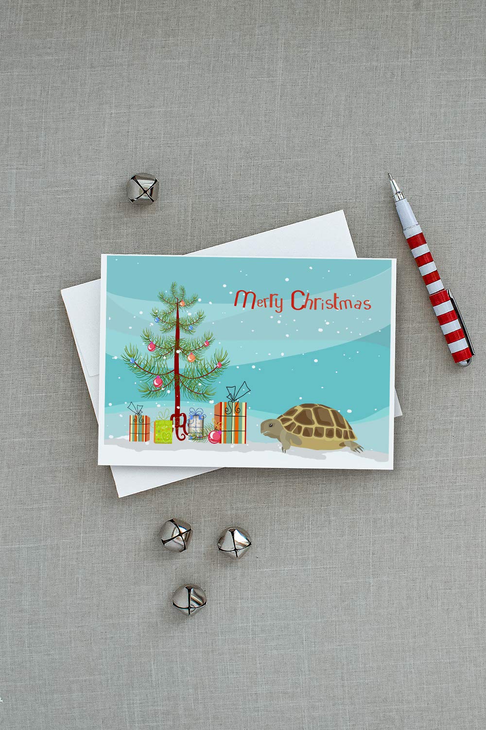 Turtle Merry Christmas Greeting Cards - Pack of 8 Blank A7 Note Cards (5x7 inches) with Envelopes - Whimsical Holiday Stationery for Christmas Wishes, Gifts & Festive Correspondence