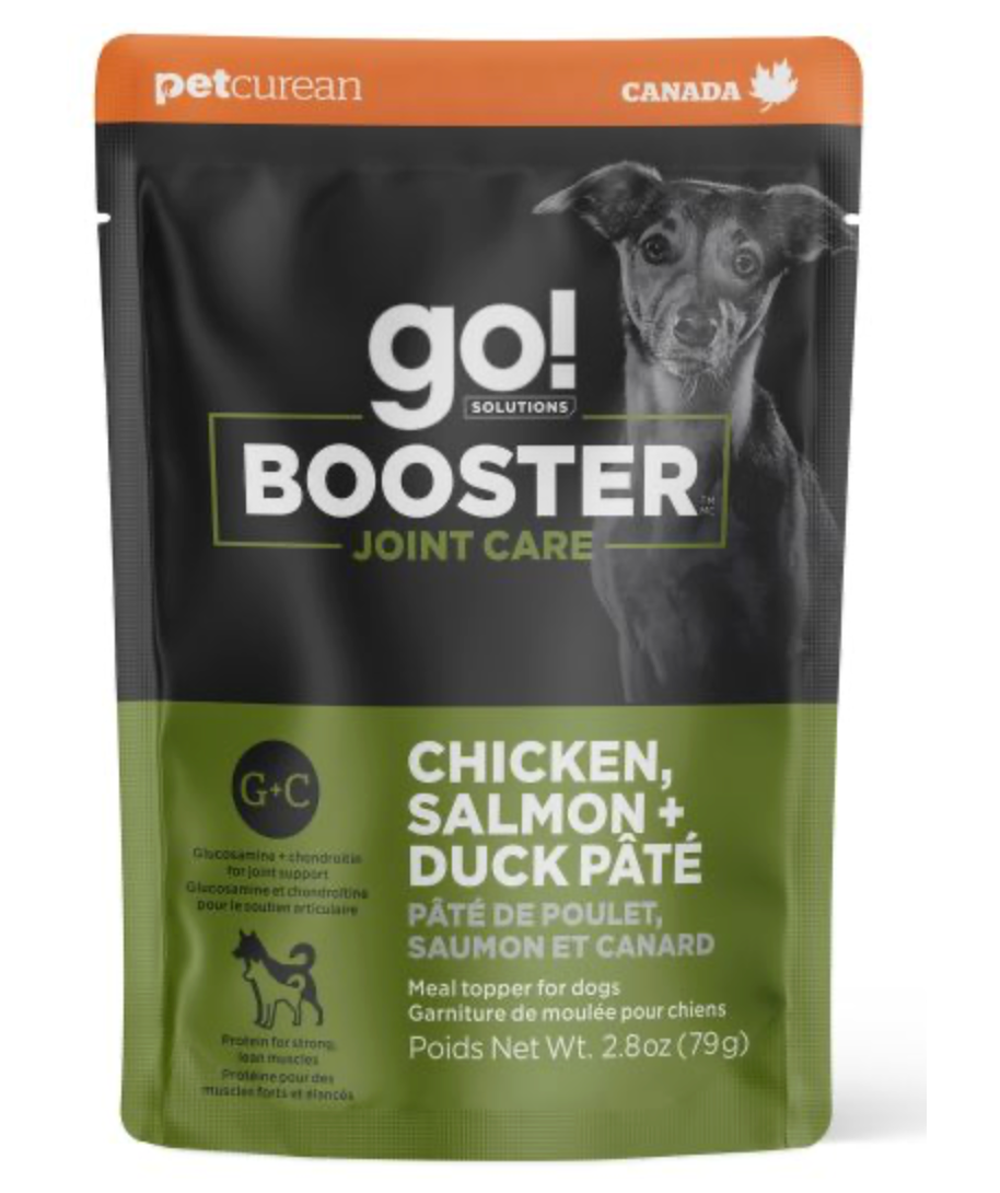 Go! Dog Booster Joint Health Supplement - GF Chicken, Salmon & Duck Pate for Senior Dogs & Active Pets - Supports Mobility & Hip Health for Daily Walks & Playtime