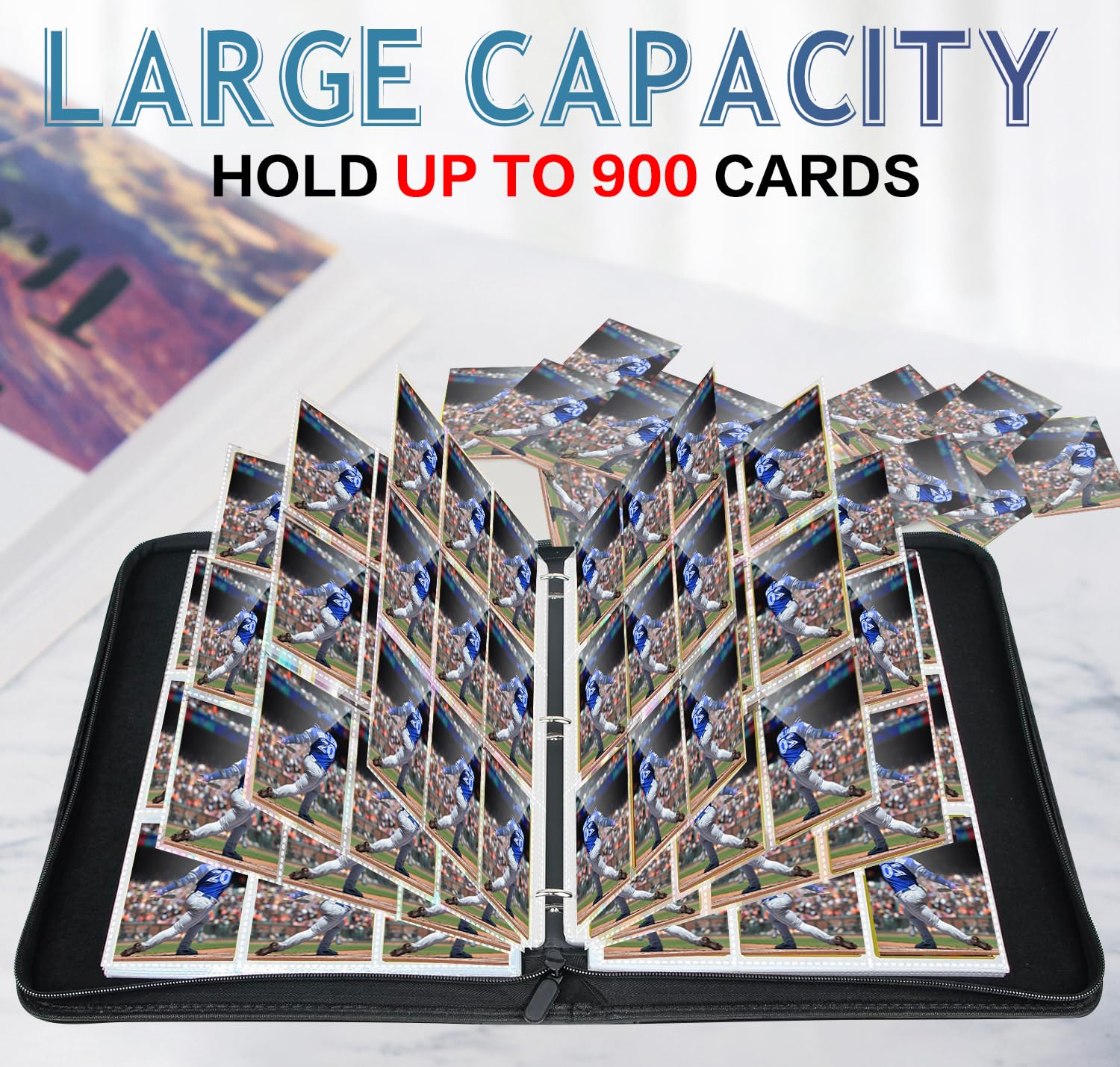 900-Pocket Trading Card Binder - Premium PU Leather Collector Album for MTG, Sports & Game Cards - Football, Rugby & Trading Card Storage Solution - Perfect for Organizing, Protecting & Displaying Your Valuable Card Collection