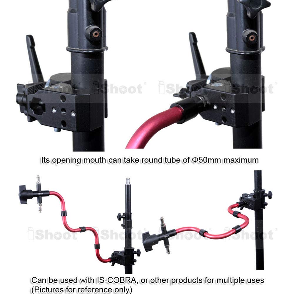 iShoot Super Strong Universal Metal Camera Clamp Holder - Compatible with 5cm Round Tubes, 3cm Square Tubes, Tripods, Light Stands & Boom Arms - Perfect for Photography, Videography, Desk, Bookshelf & Wooden Board Mounting