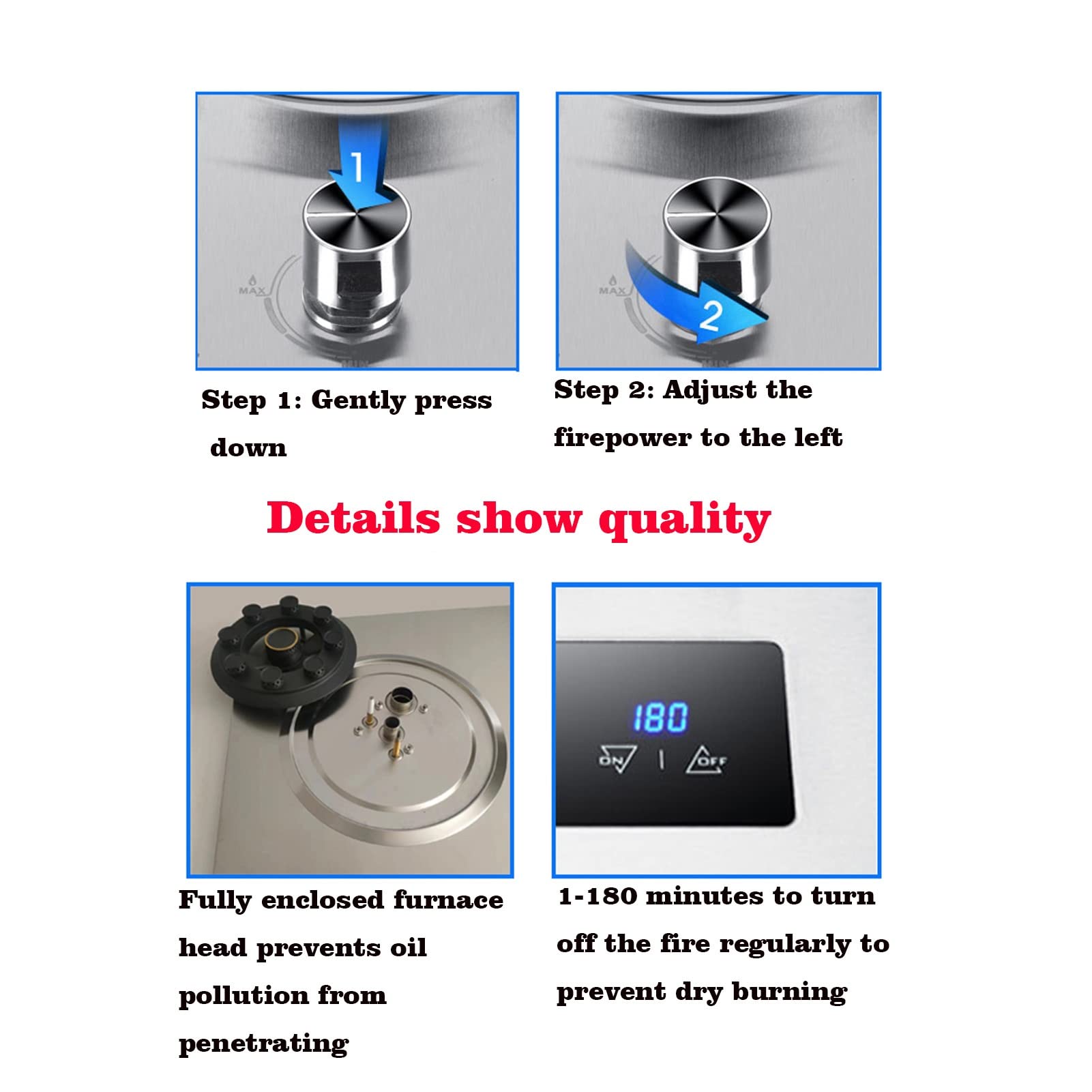 Portable Camping Gas Stove 4.5KW with 9 Burners - High Efficiency, Timer Function & Flameout Protection | Perfect for Outdoor Cooking, Backpacking, Picnics & Family BBQ (Natural Gas)