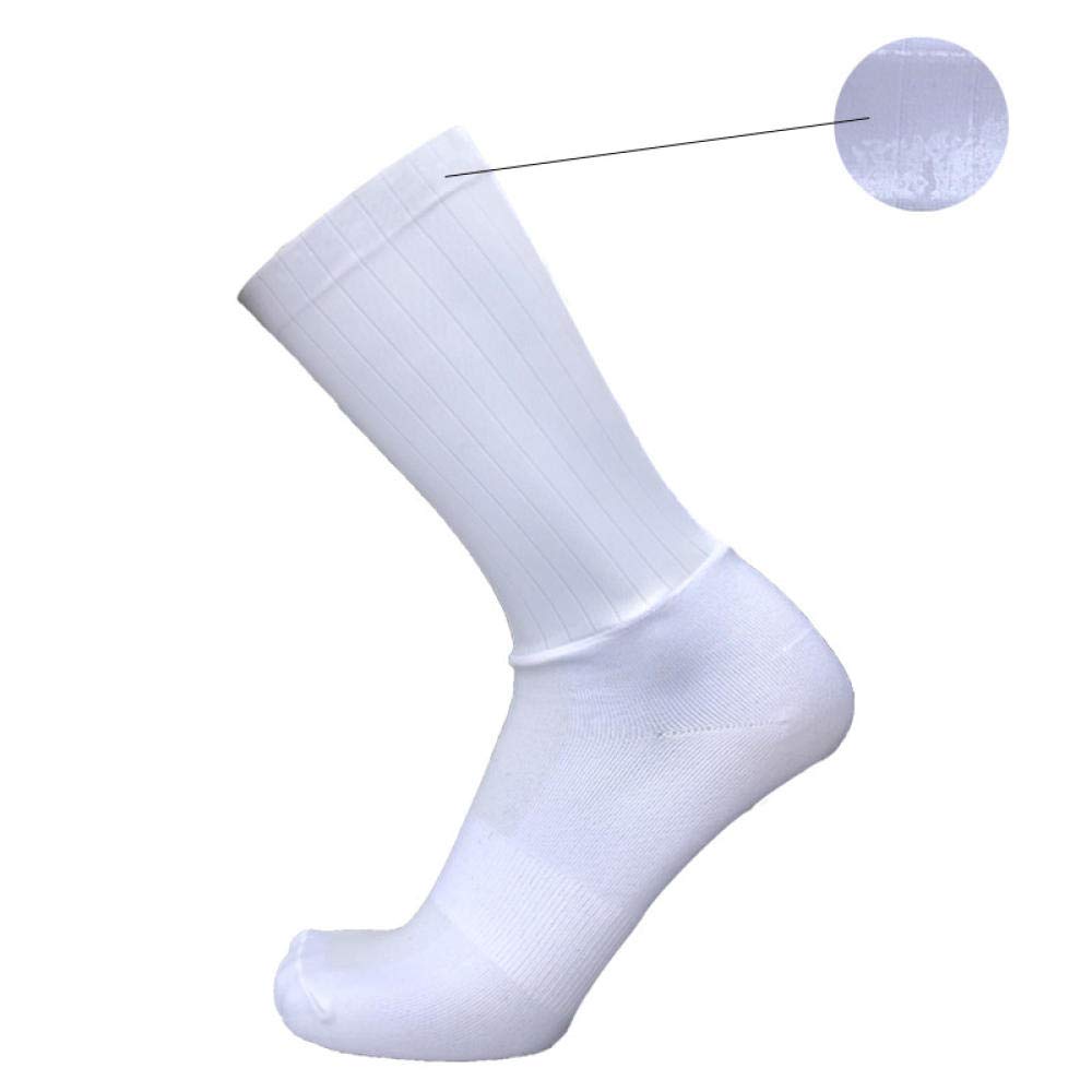 Men's Anti-Slip Silicone Running Socks - Breathable Summer Athletic Socks for Cycling, Sports & Workout - White with Aero Line Design (Size 35-46) - Perfect for Gym, Jogging & Outdoor Activities