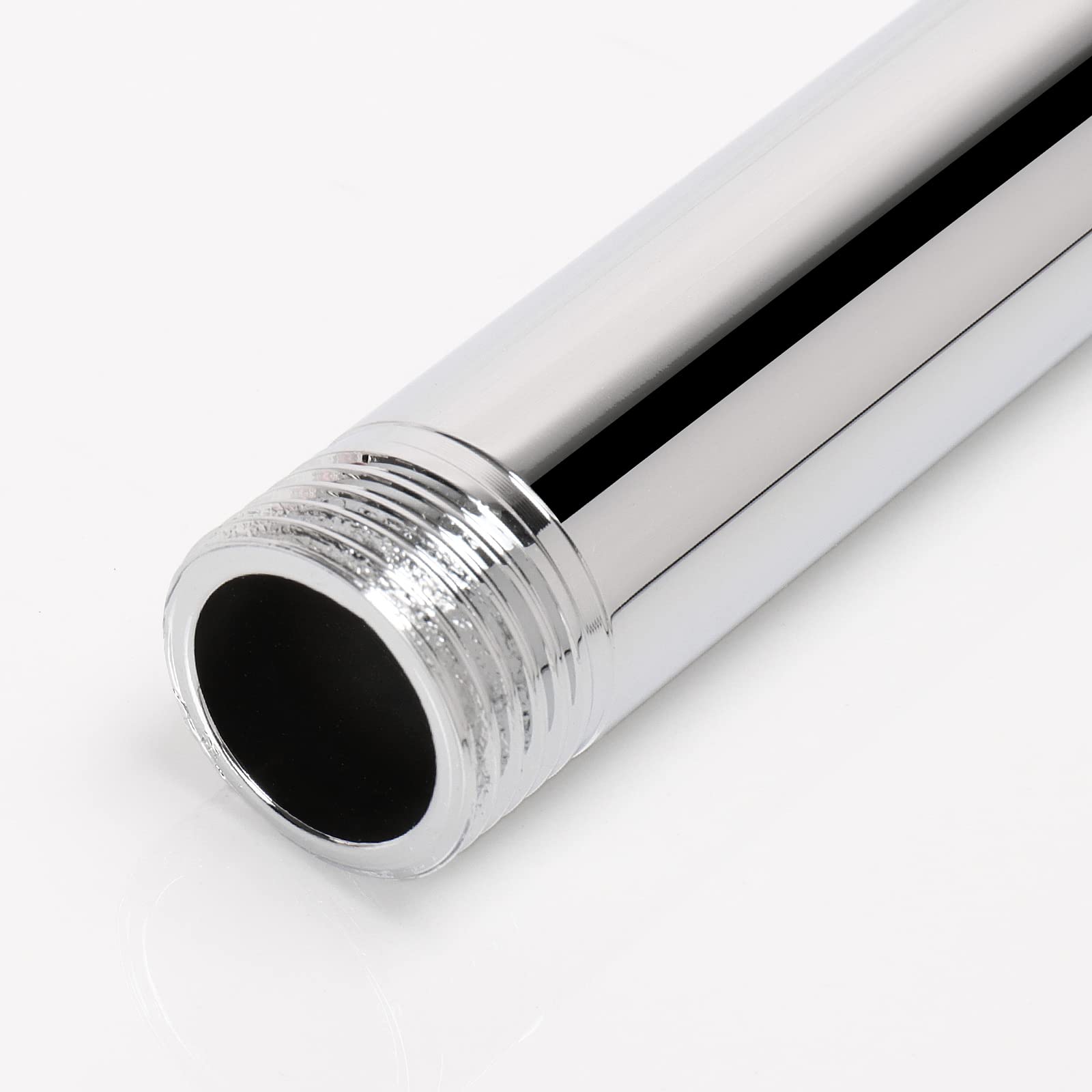 HarJue 6 Inch Chrome Ceiling Mounted Shower Arm - Stainless Steel Rain Shower Extension with Flange & Teflon Tape - Perfect for Fixed Shower Heads in Modern Bathrooms & Spa-Like Showers