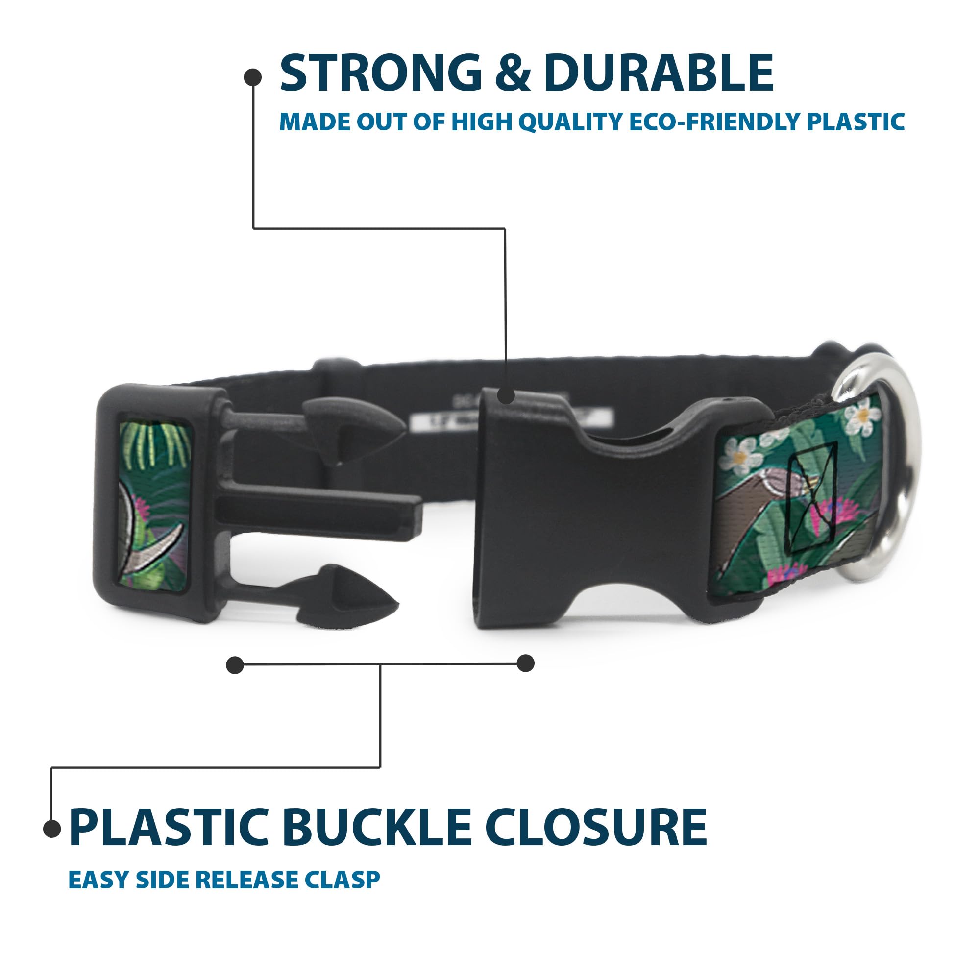 Buckle-Down Plastic Clip Dog Collar - The Jungle Book 8-Character Design - 1/2