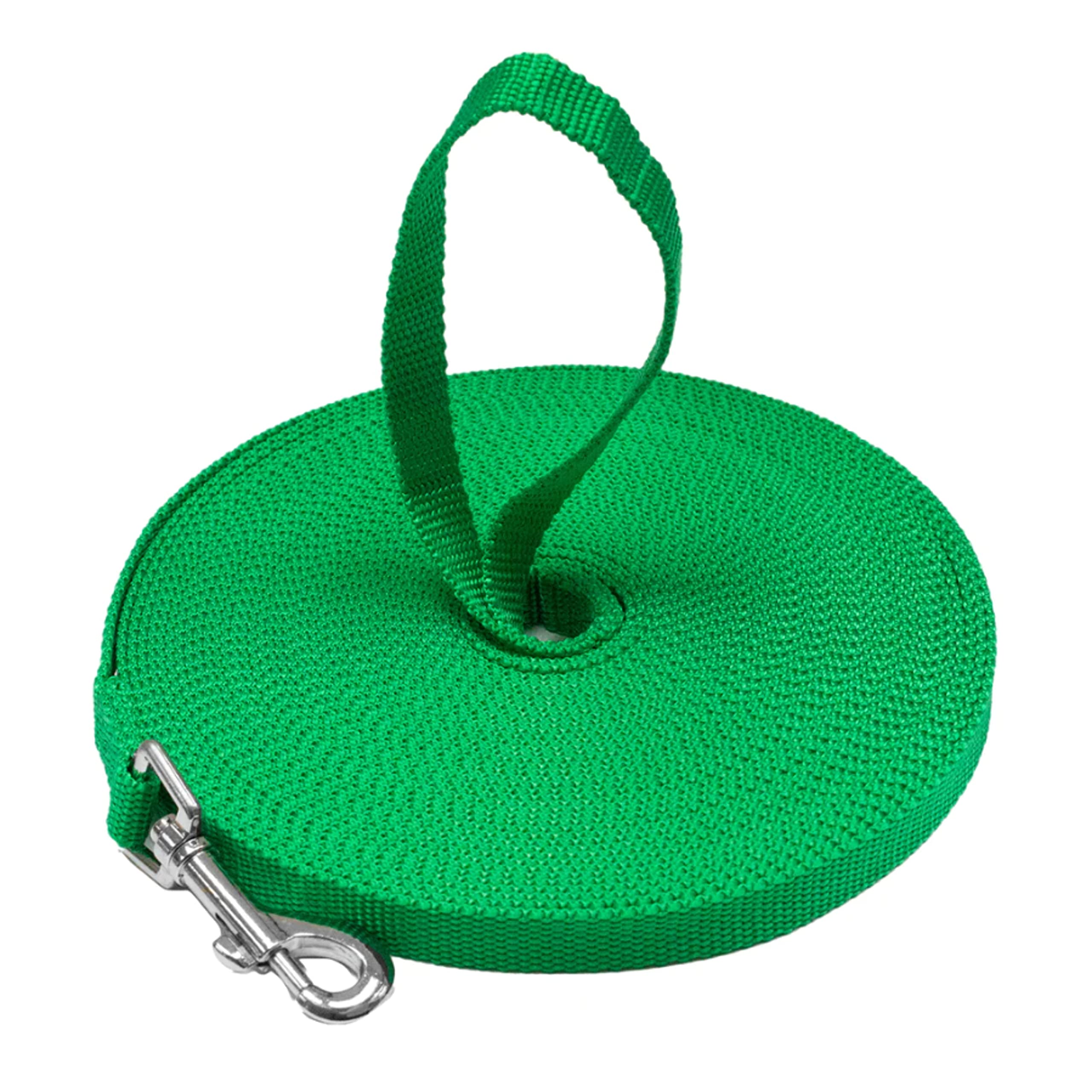 Downtown Pet Supply 150 ft Green Nylon Dog Leash - Long Training Leash for Recall & Obedience - Durable Outdoor Dog Walking & Training Tool for Parks, Hiking & Backyard
