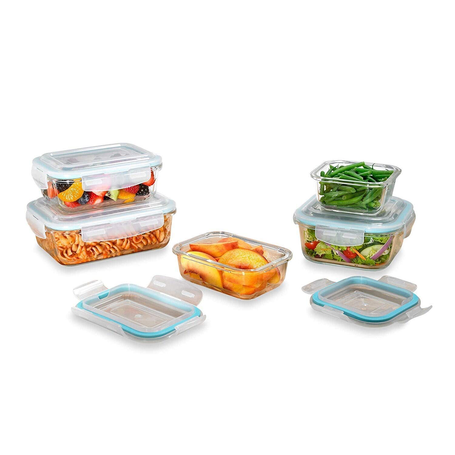10-Piece Glass Food Storage Container Set with Airtight Locking Lids - BPA-Free, Microwave & Freezer Safe - Perfect for Meal Prep, Leftovers & Pantry Organization