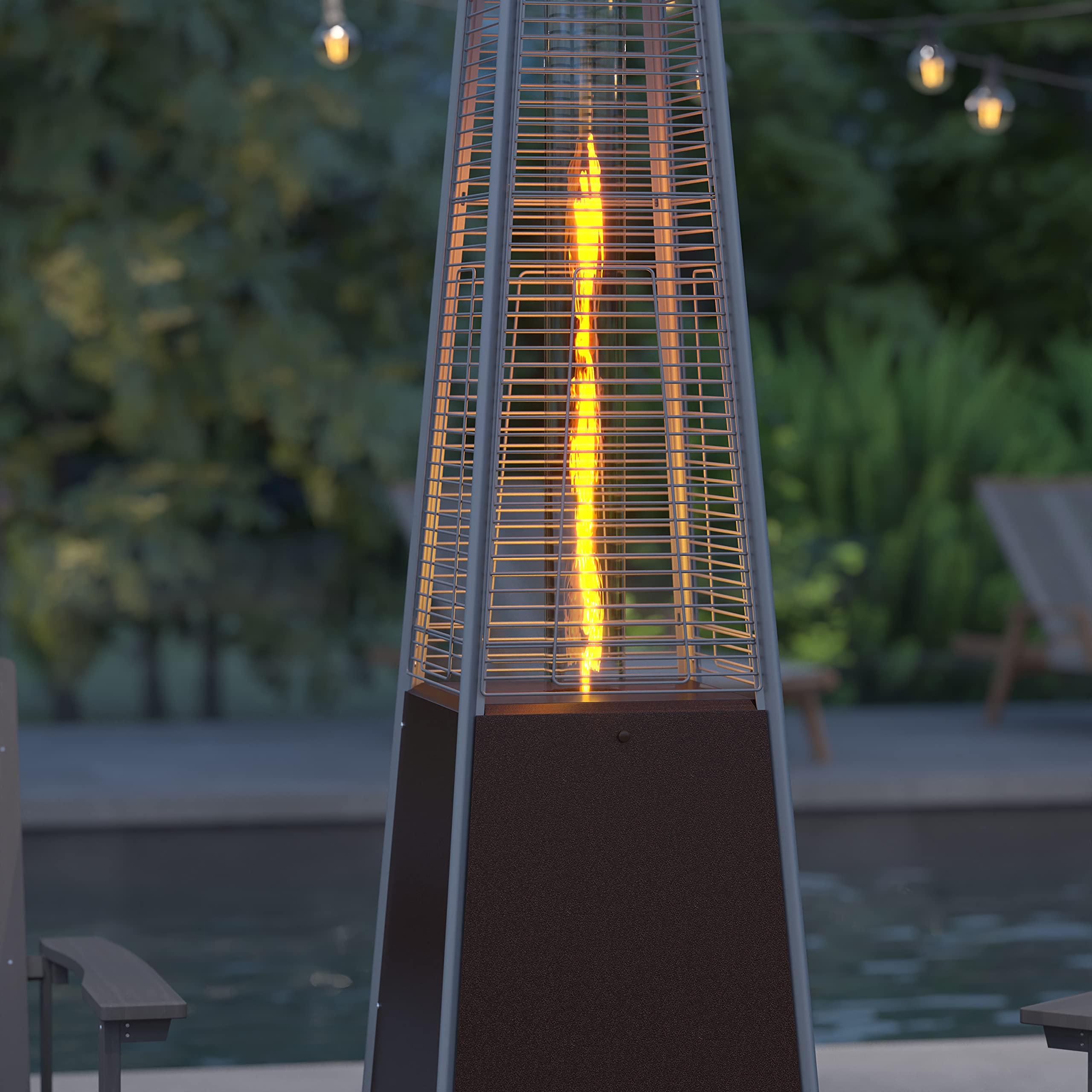 Merrick Lane 7.5ft Bronze Pyramid Outdoor Patio Heater - Portable Standing Heater for Backyard, Deck & Garden - Weather-Resistant Heating Solution for Cold Evenings