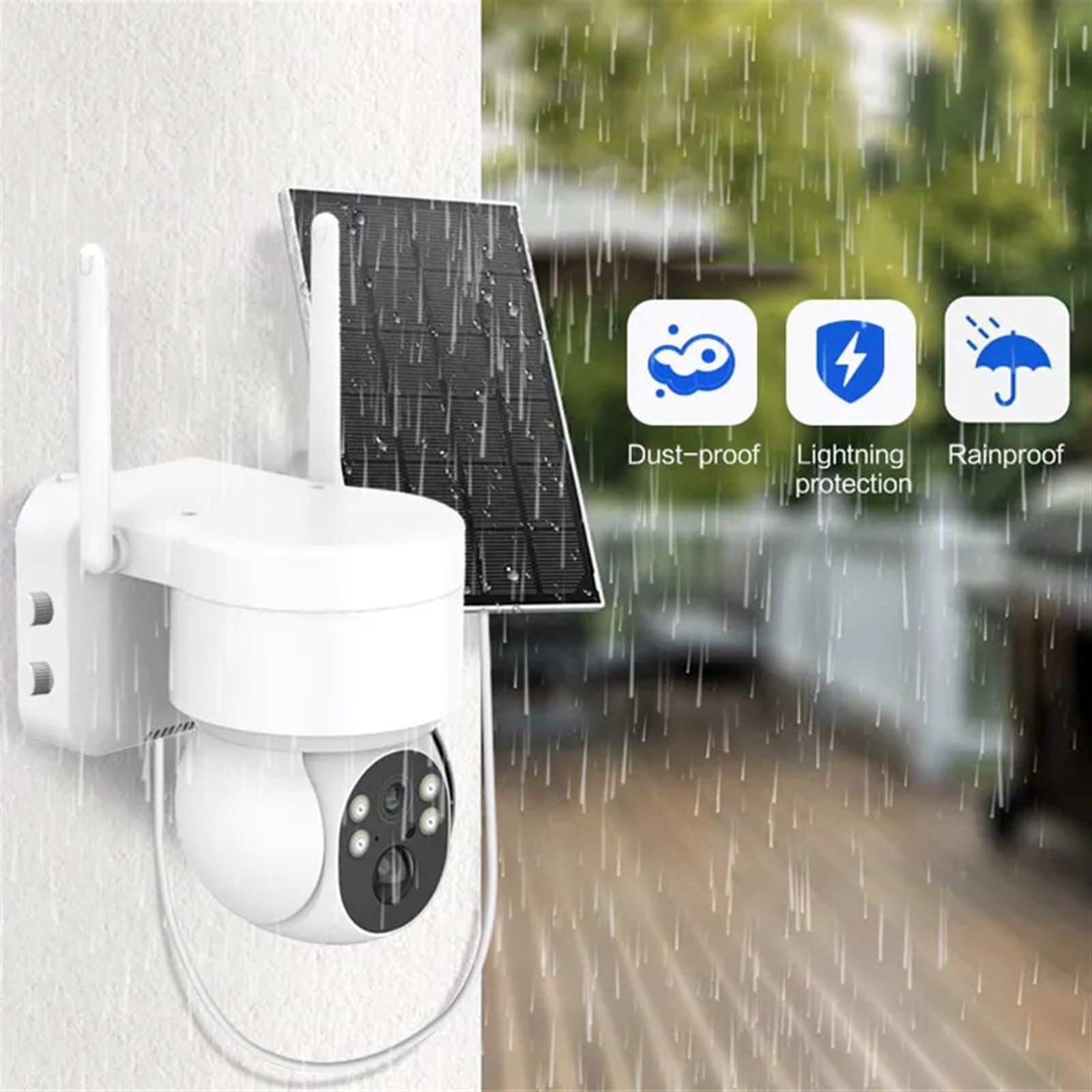 Wireless Outdoor Solar PTZ Security Camera 1080p - Rechargeable Battery IP CCTV Camera with Night Vision & Solar Panel - Home Security Surveillance for Yard, Garage & Perimeter (WiFi Only)